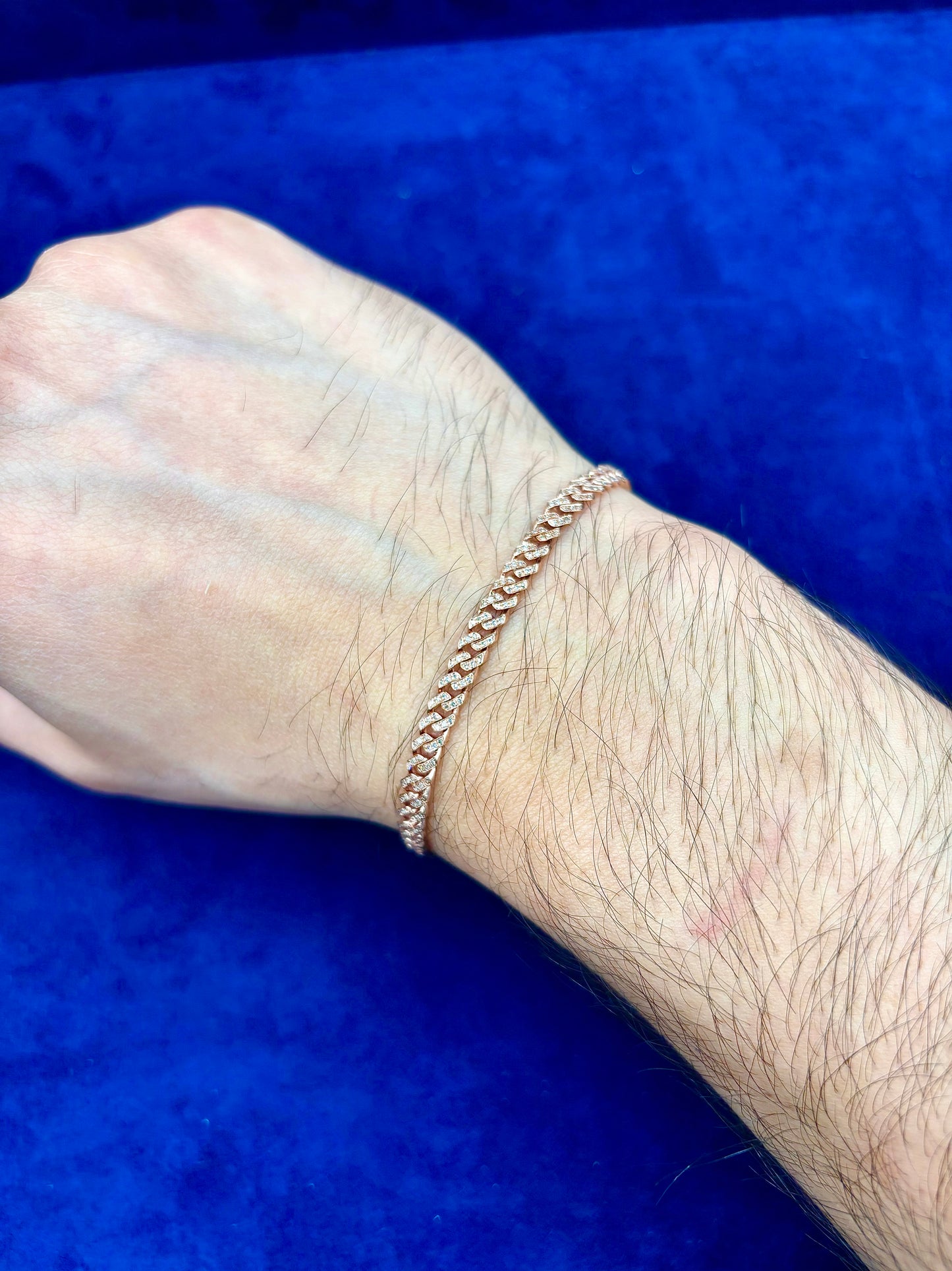 10K 4.5MM Diamond Cuban Link Bracelet 7"