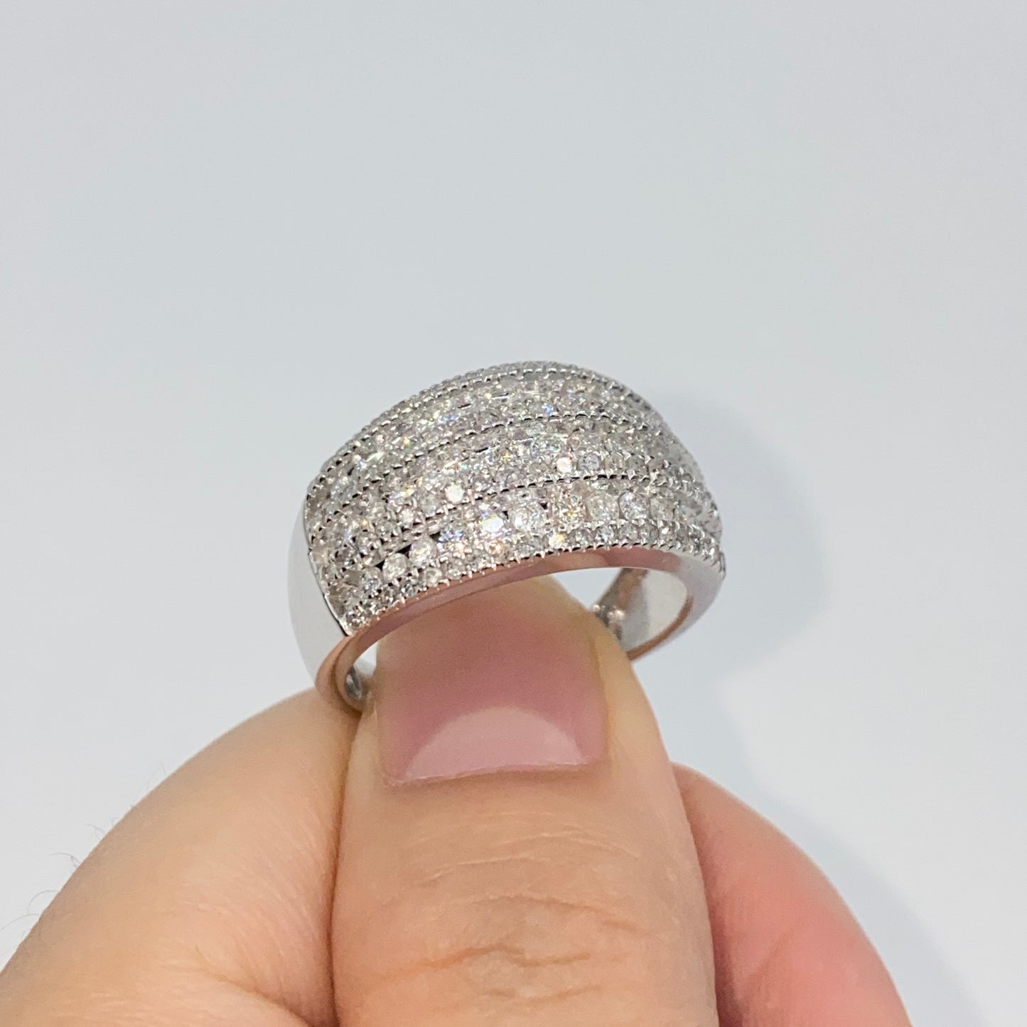10K Row Diamond Pave Ring Band