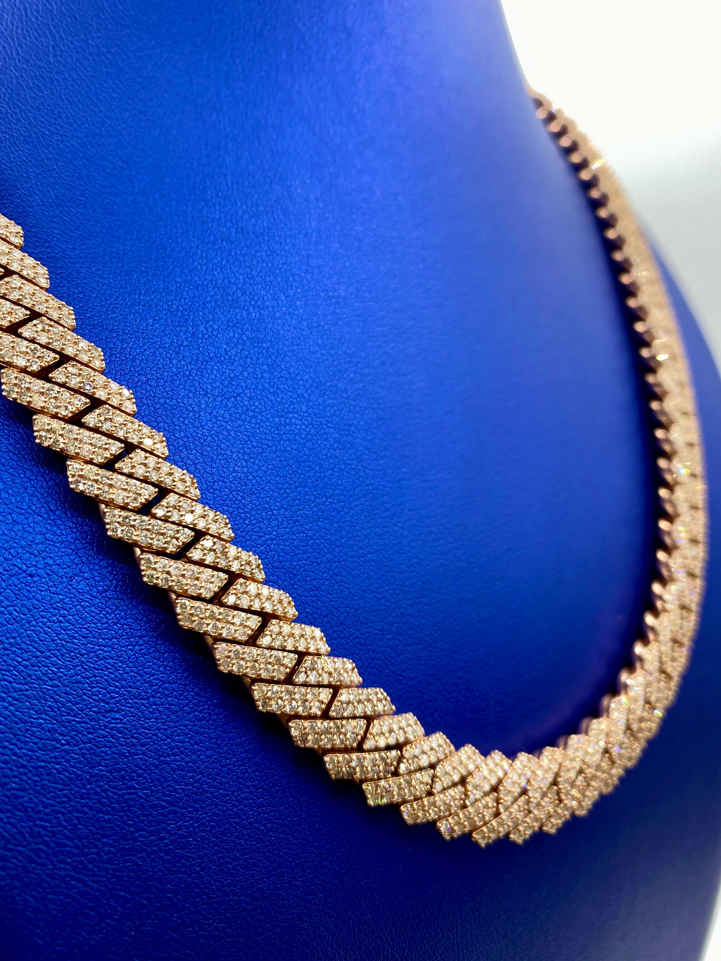 14k Rose Gold Jumbo Diamond Cuban Chain 12mm