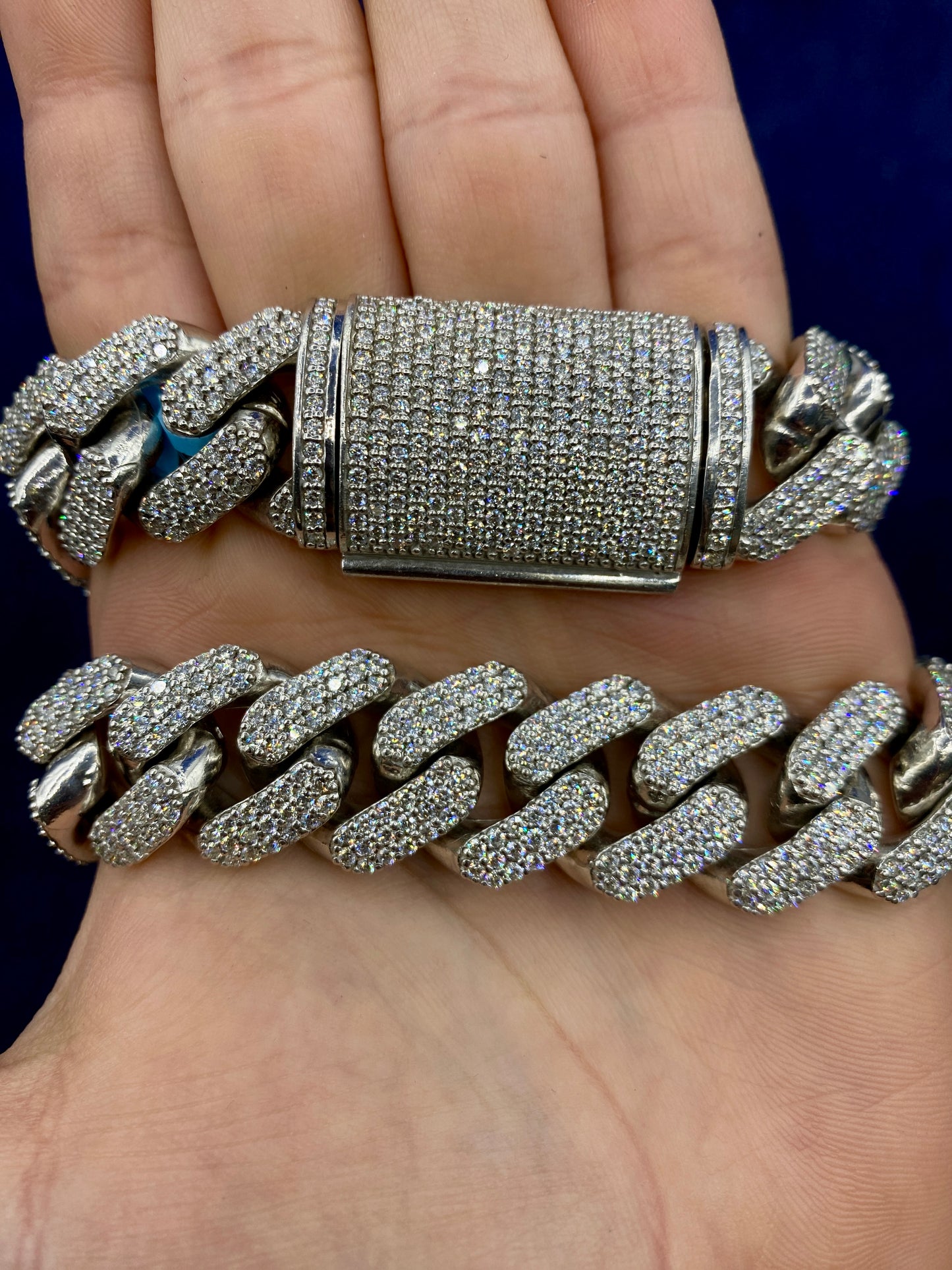 14k White Gold Jumbo Diamond Cuban Chain 20mm