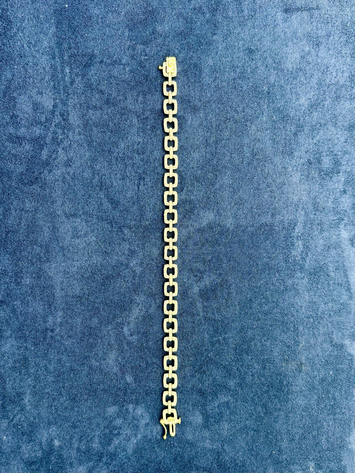 14k Square Link Diamond Bracelet