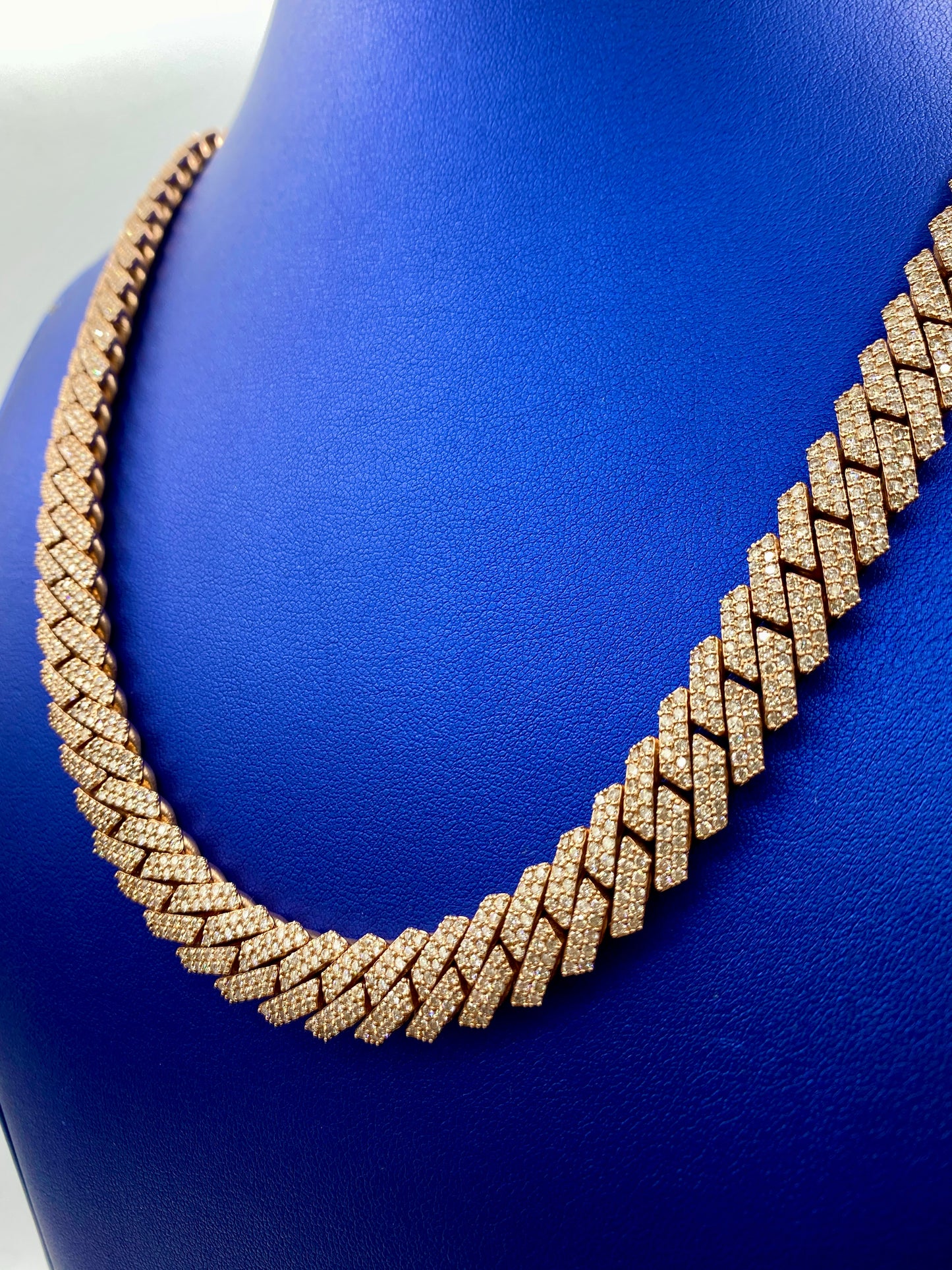 14k Rose Gold Jumbo Diamond Cuban Chain 12mm