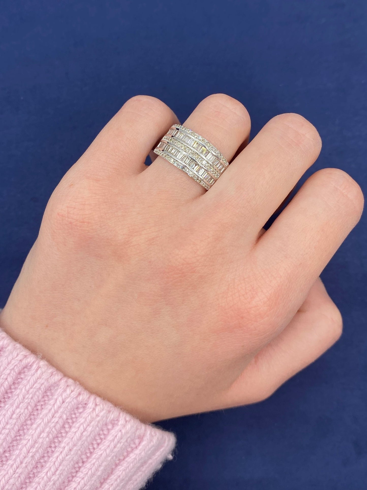 14K Double Row Baguette Layer Ring
