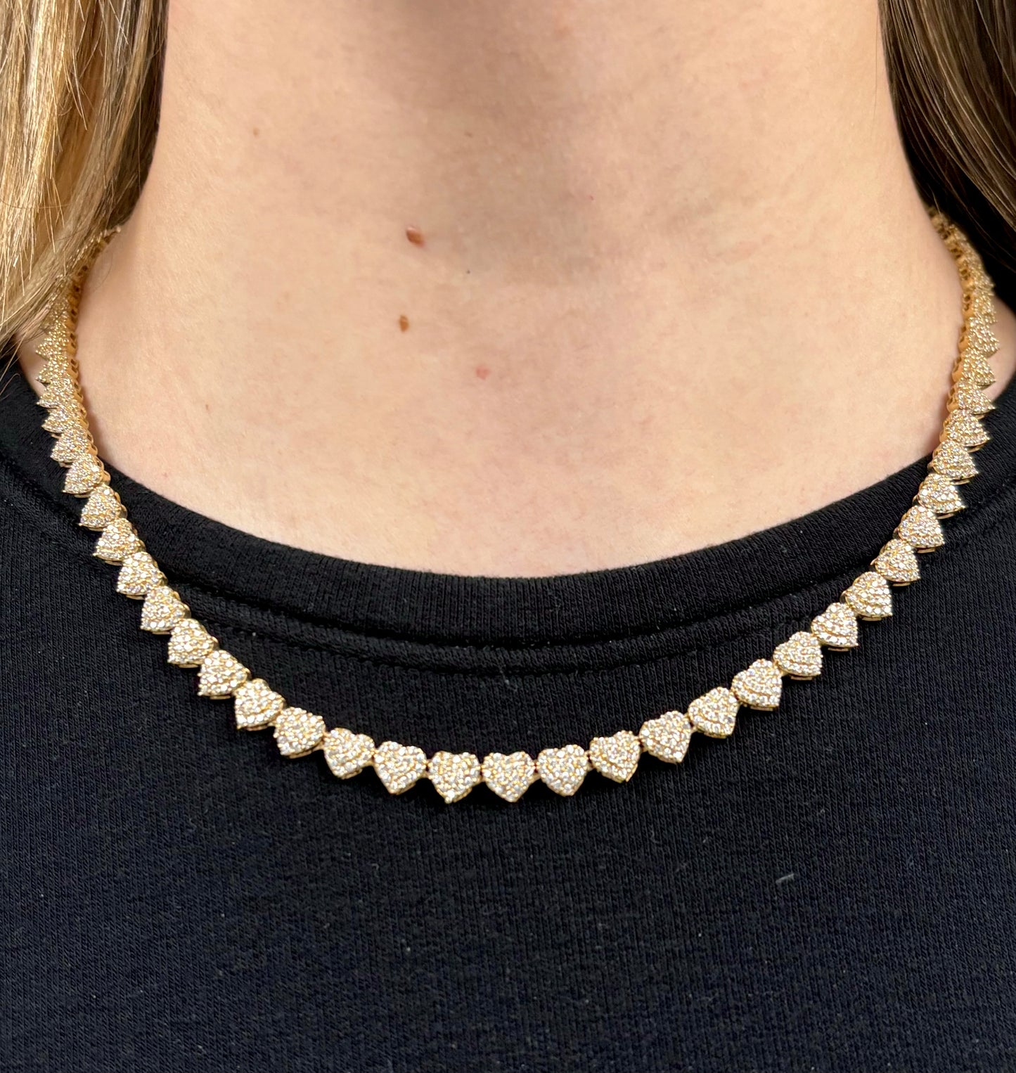 14K and CZ Stones Heart Necklace