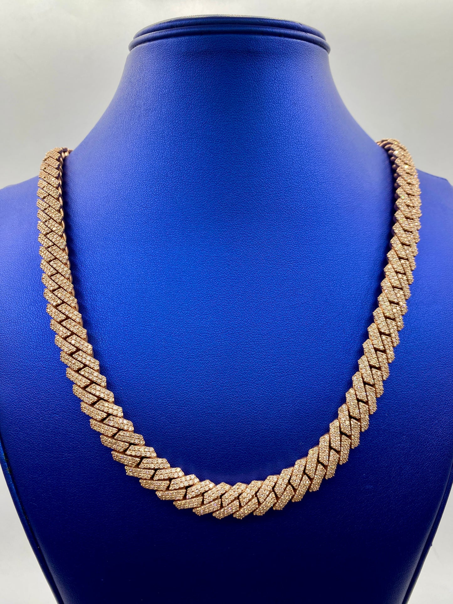 14k Rose Gold Jumbo Diamond Cuban Chain 12mm
