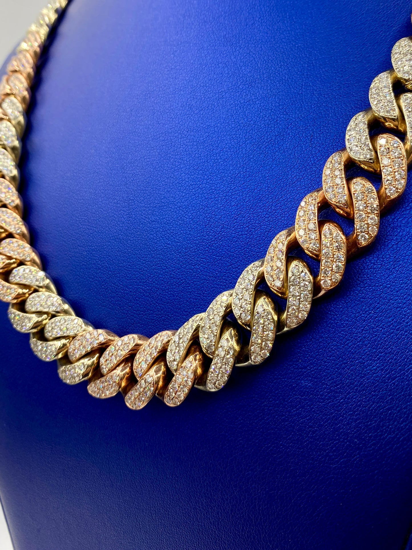 14k Two-Tone Jumbo Diamond Cuban Chain 16.5mm