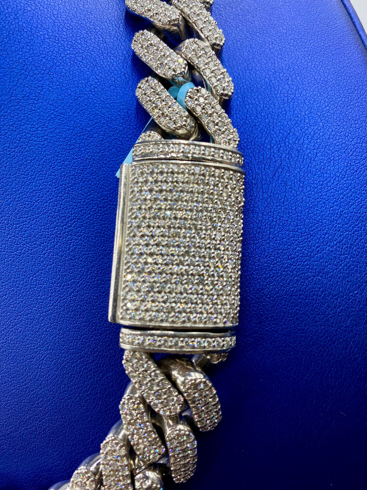 14k White Gold Jumbo Diamond Cuban Chain 20mm