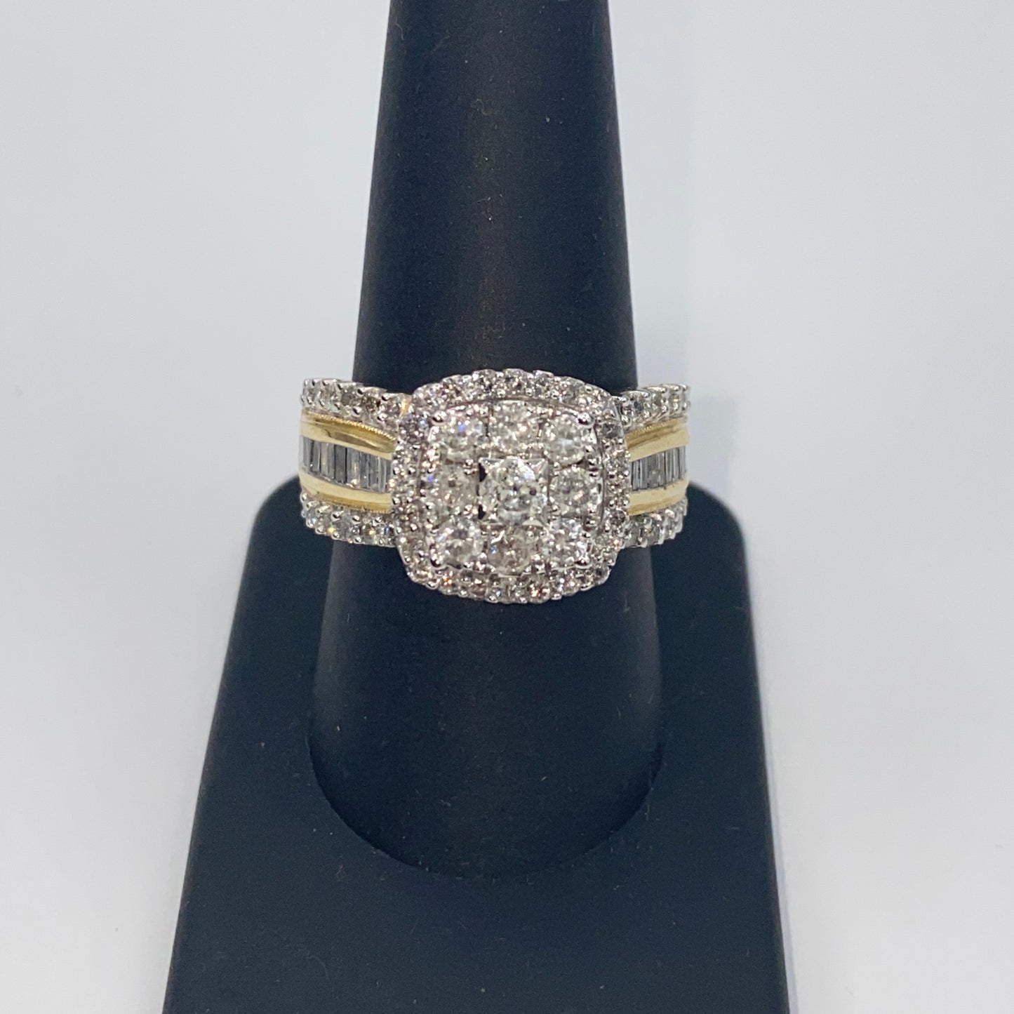 10K Square Diamond Baguette Ring