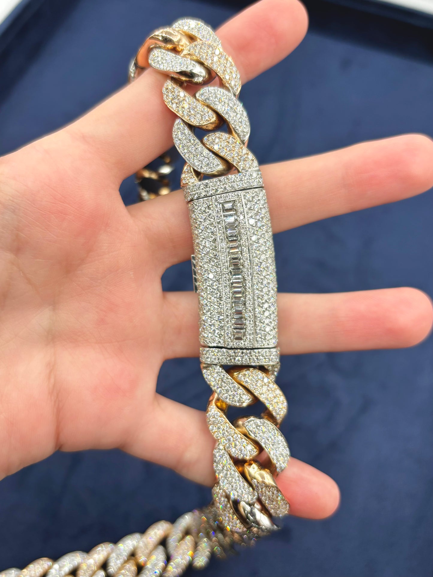 14K 18.6mm Rose Gold and White Gold Two-Tone Cuban Chain 25"