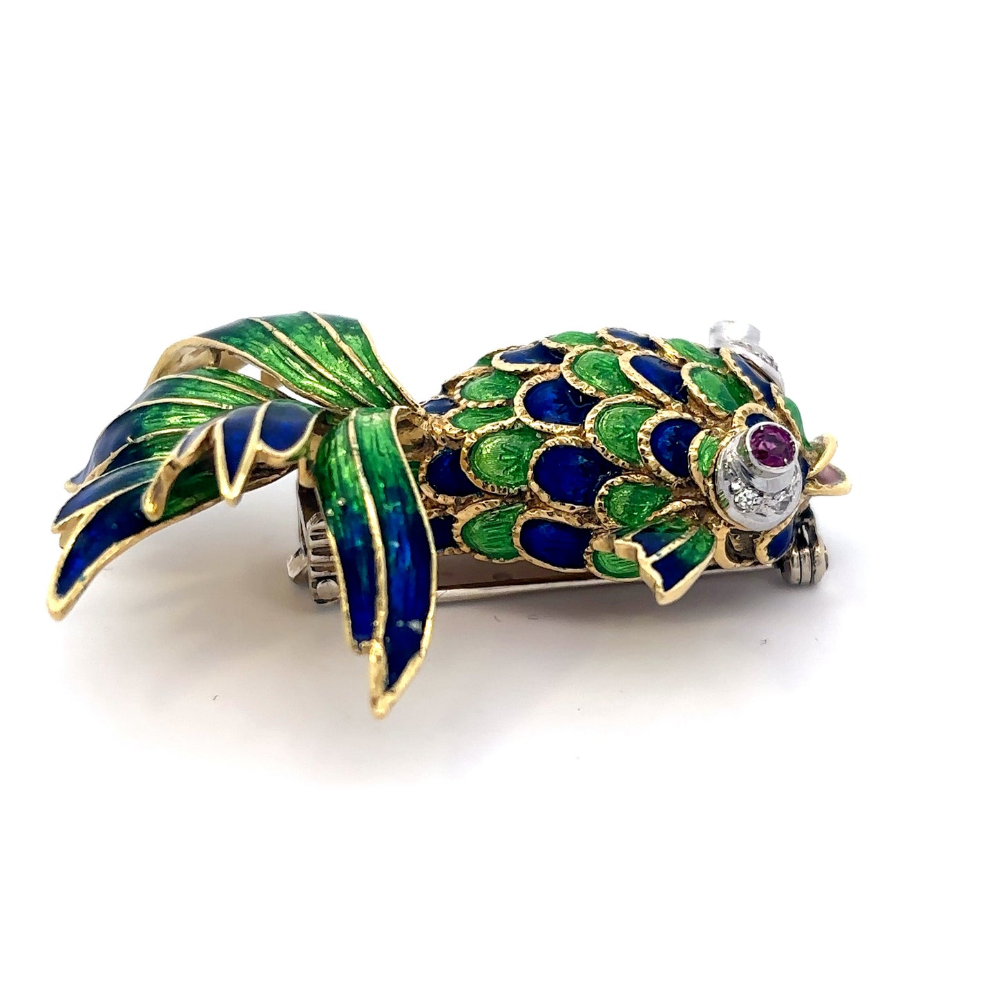 18k Elegant Koi Fish Enamel Pin Brooch