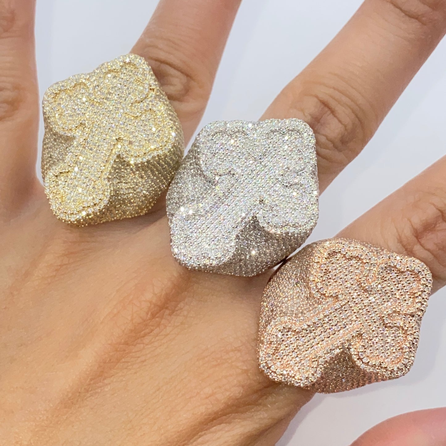 10K Bubble Cross Diamond Ring