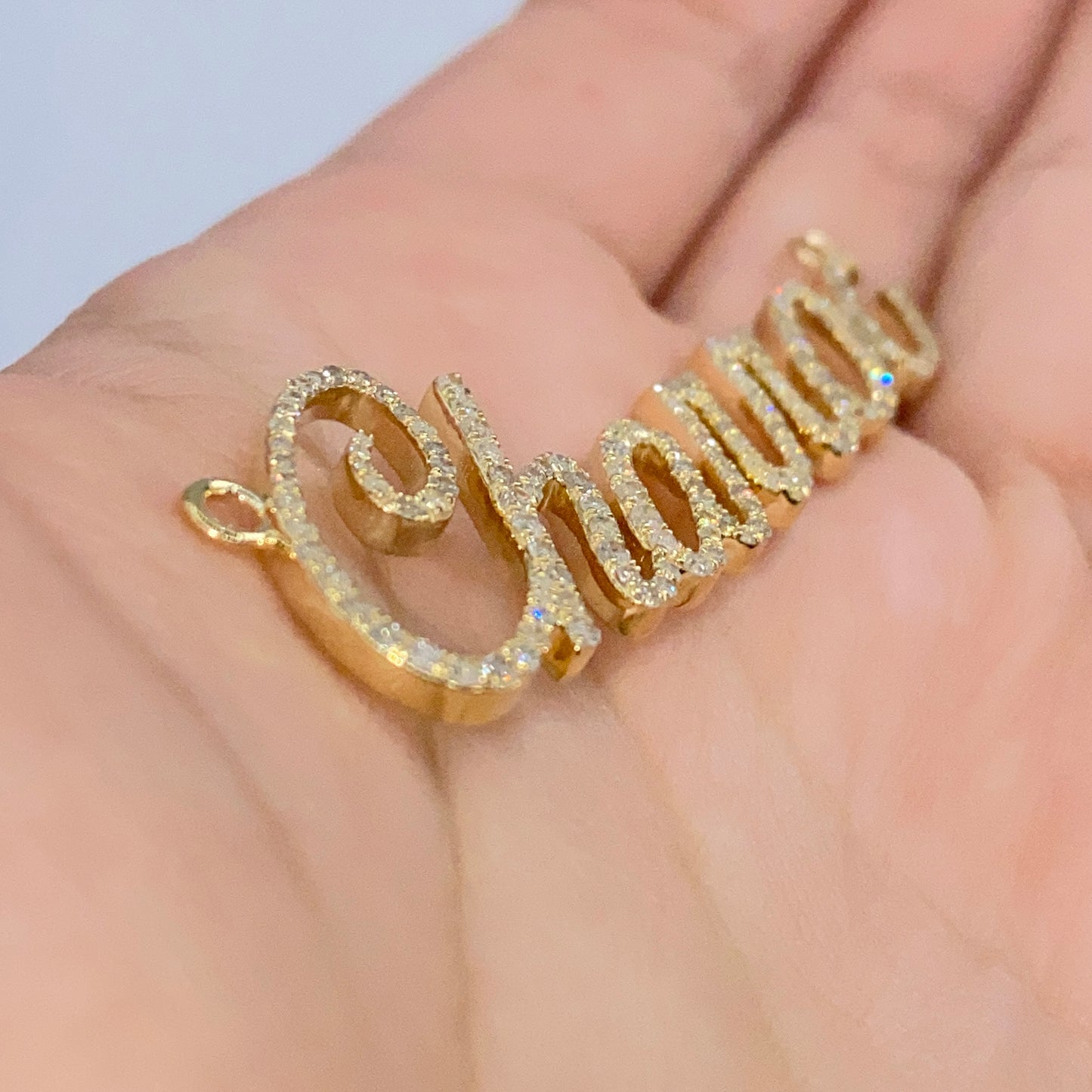 Custom Name Plate Diamond Pendants