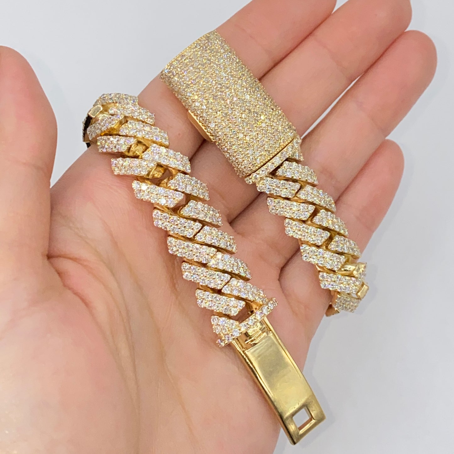 10K 14MM Cuban Link Diamond Bracelet 8"