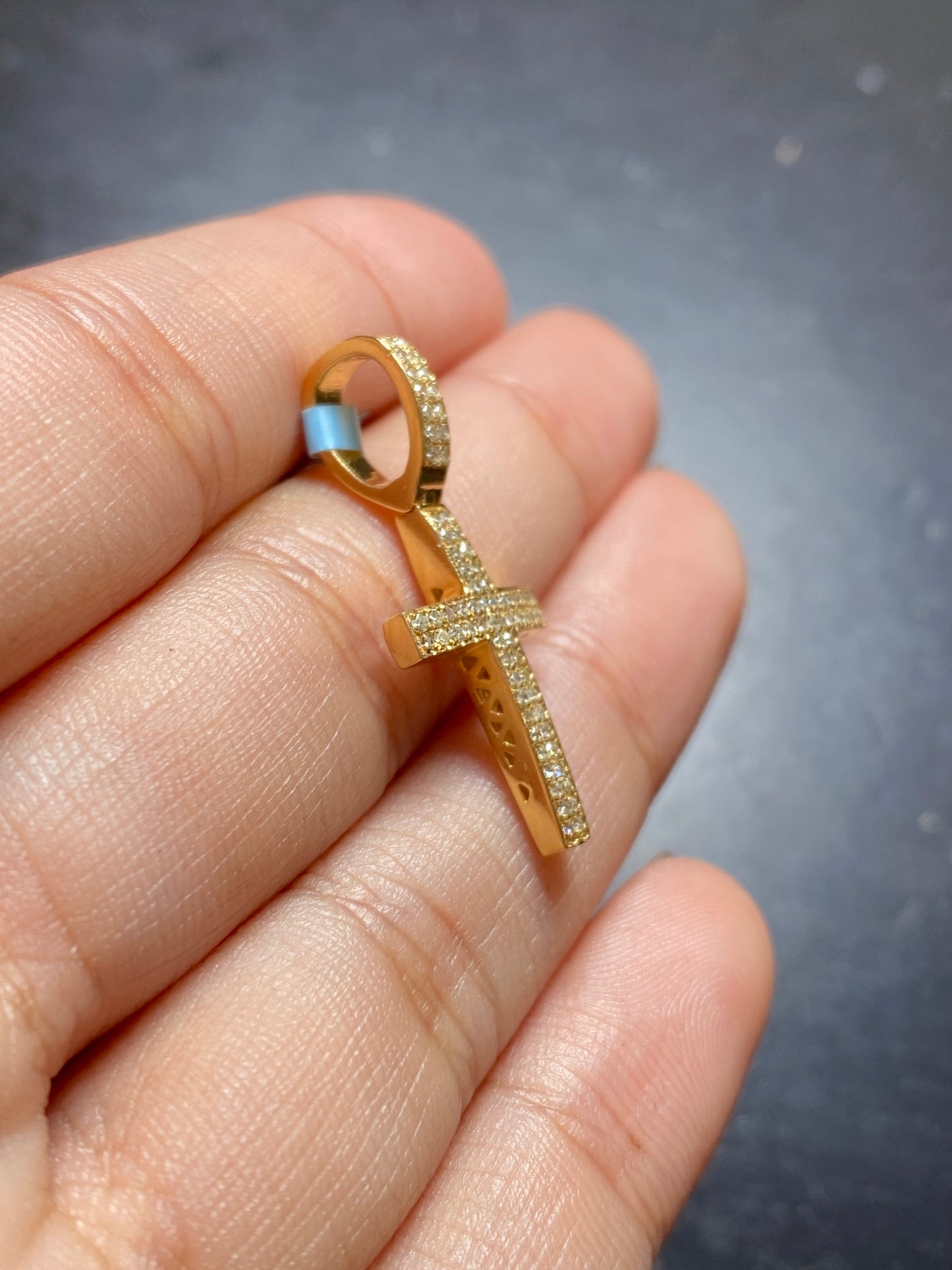 14K Latin Cross Diamond Pendant