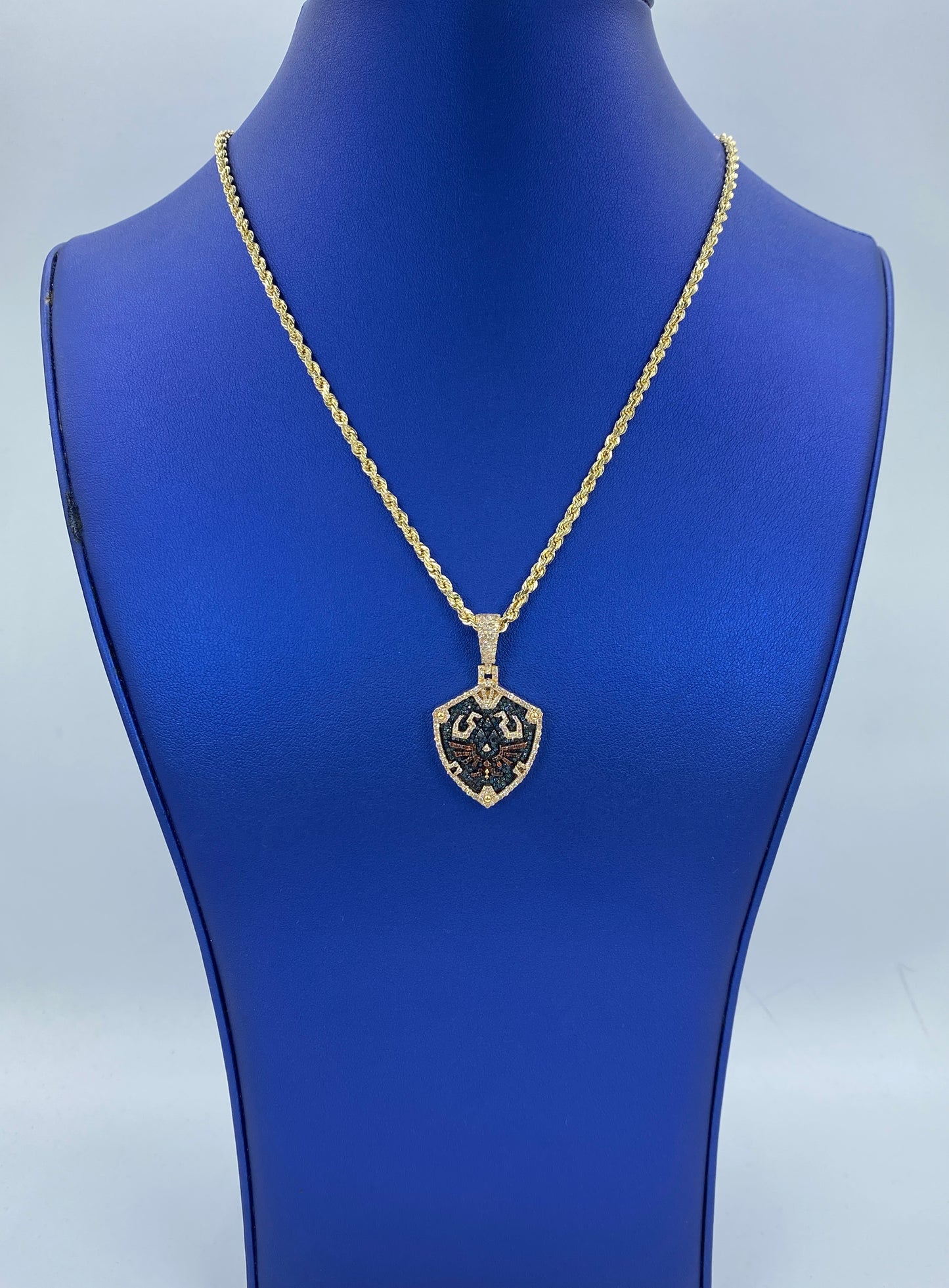 Diamond Link Shield Pendant