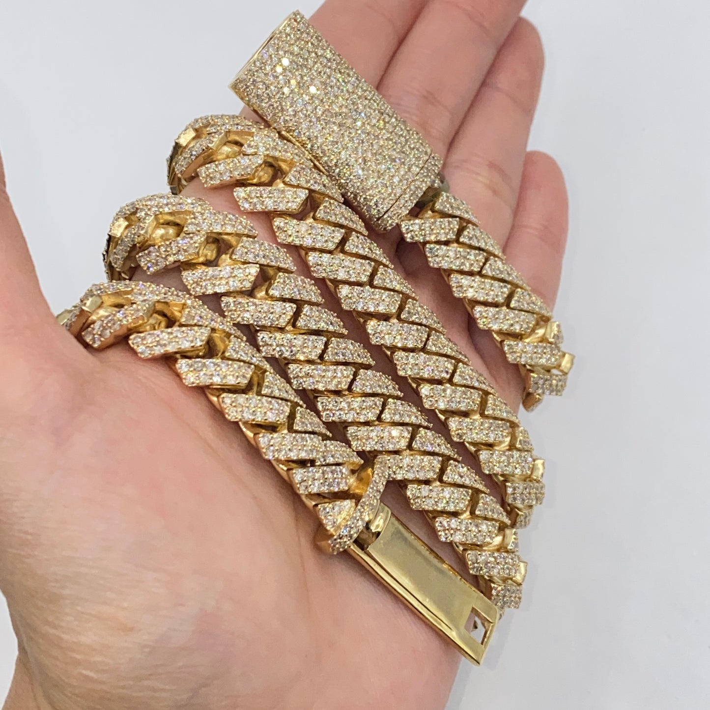 10K 13.5MM Cuban Link Diamond Chain 22"