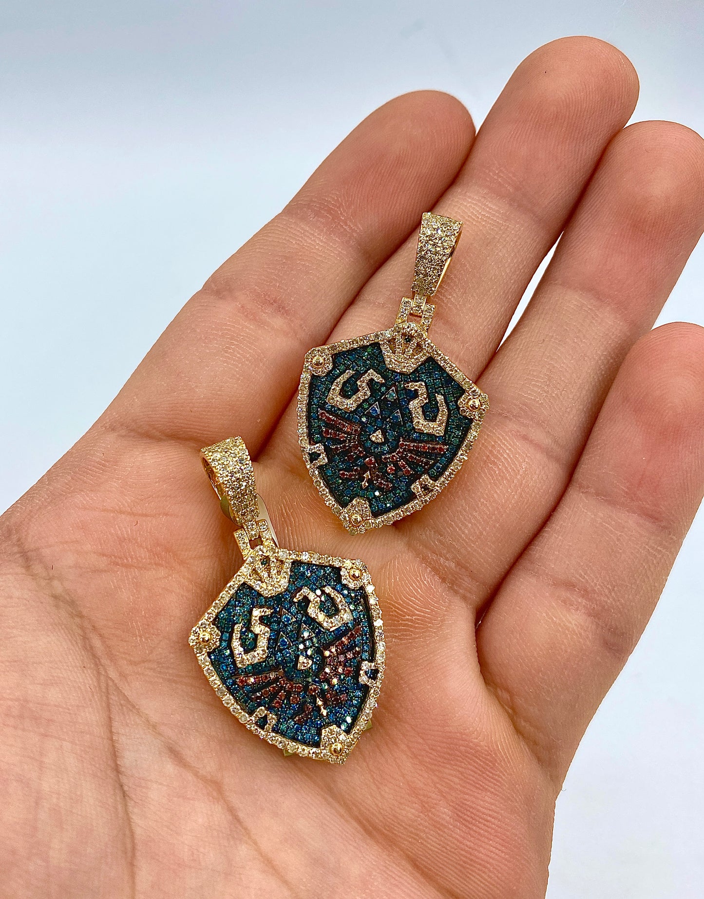 Diamond Link Shield Pendant