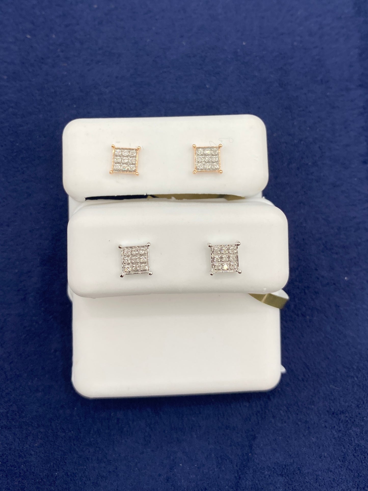 10K Square Dance Floor Diamond Earrings