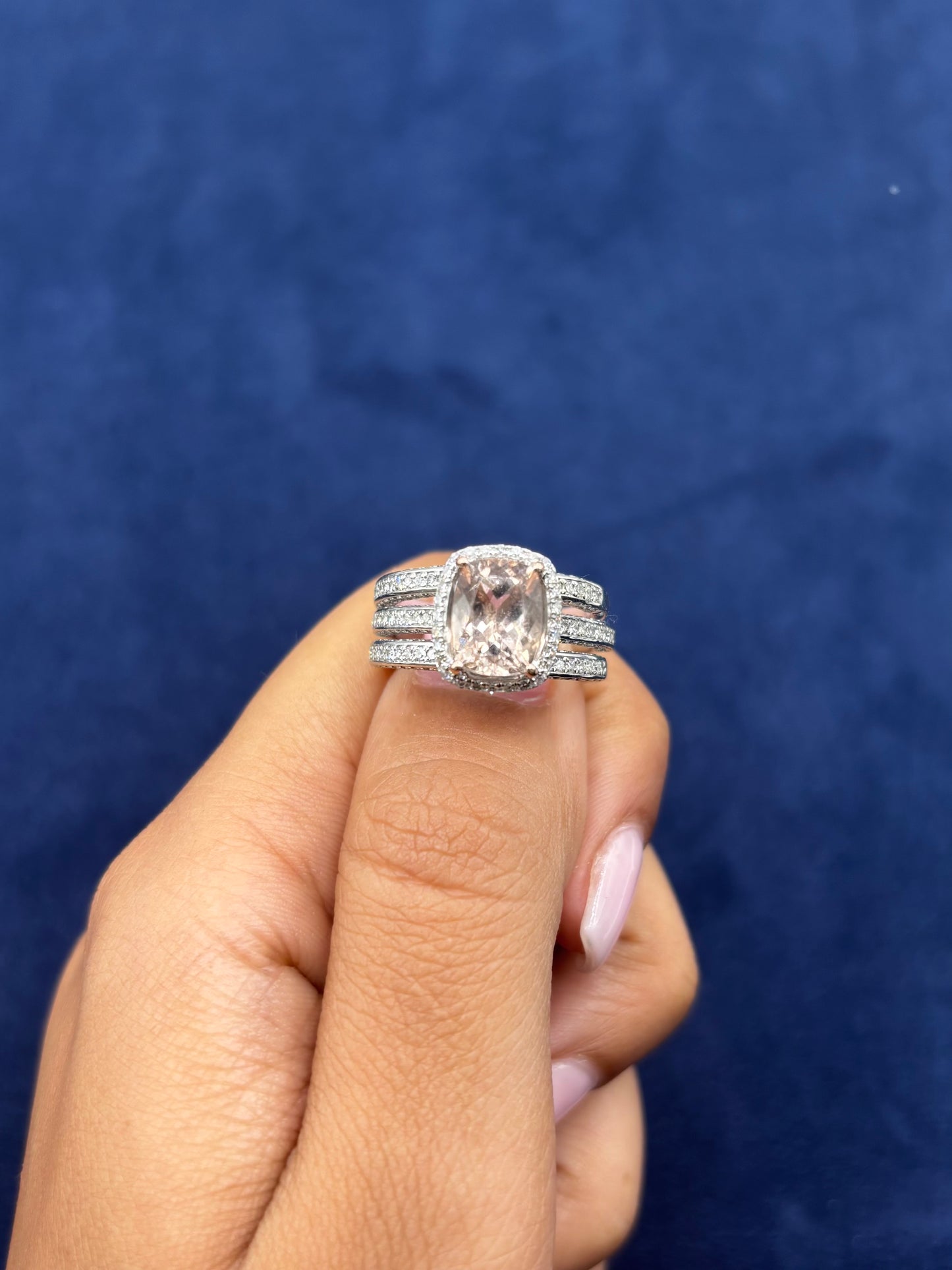 14k Gold and Pink Tourmaline Three Ring Effy Set