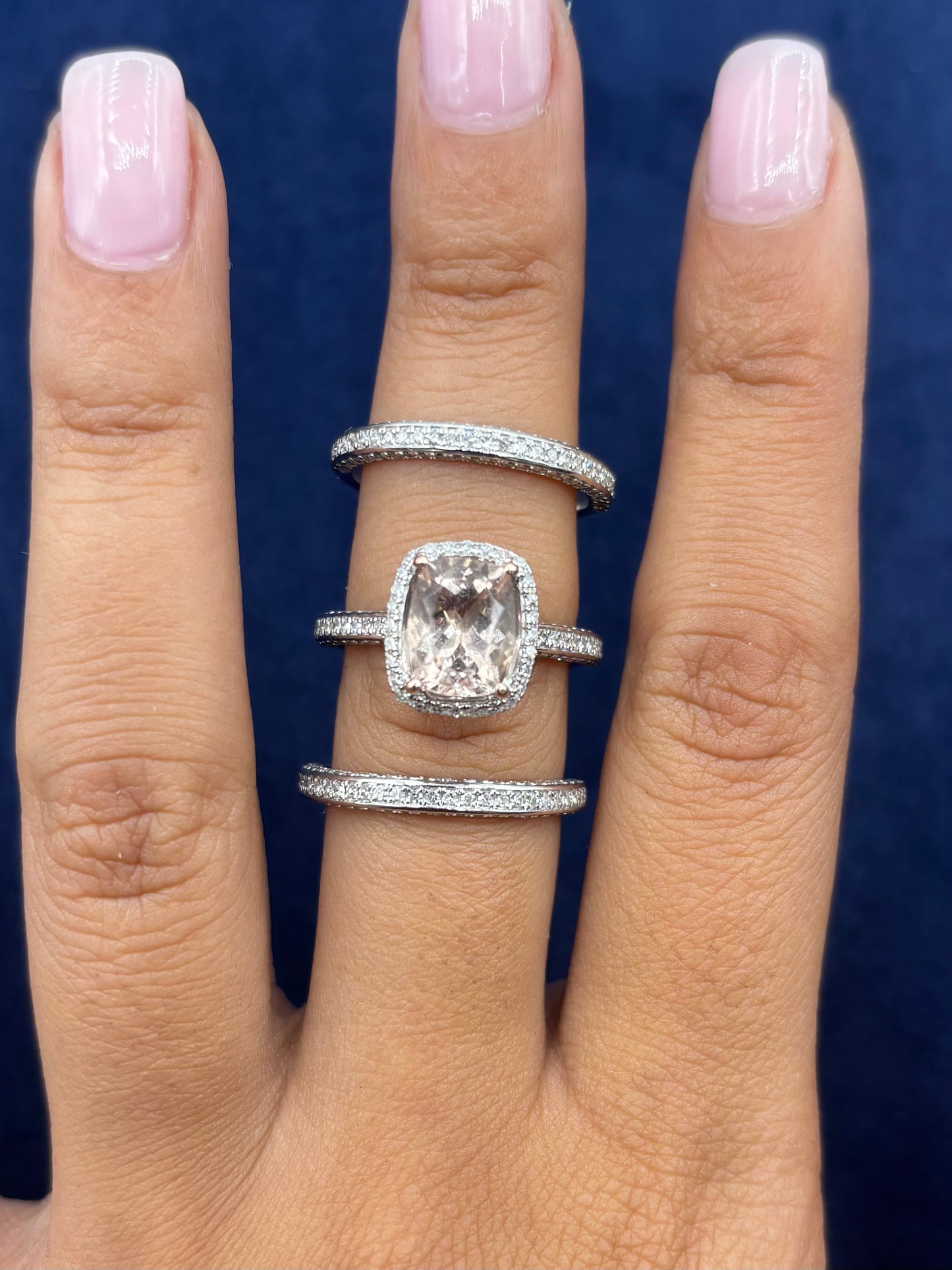 14k Gold and Pink Tourmaline Three Ring Effy Set