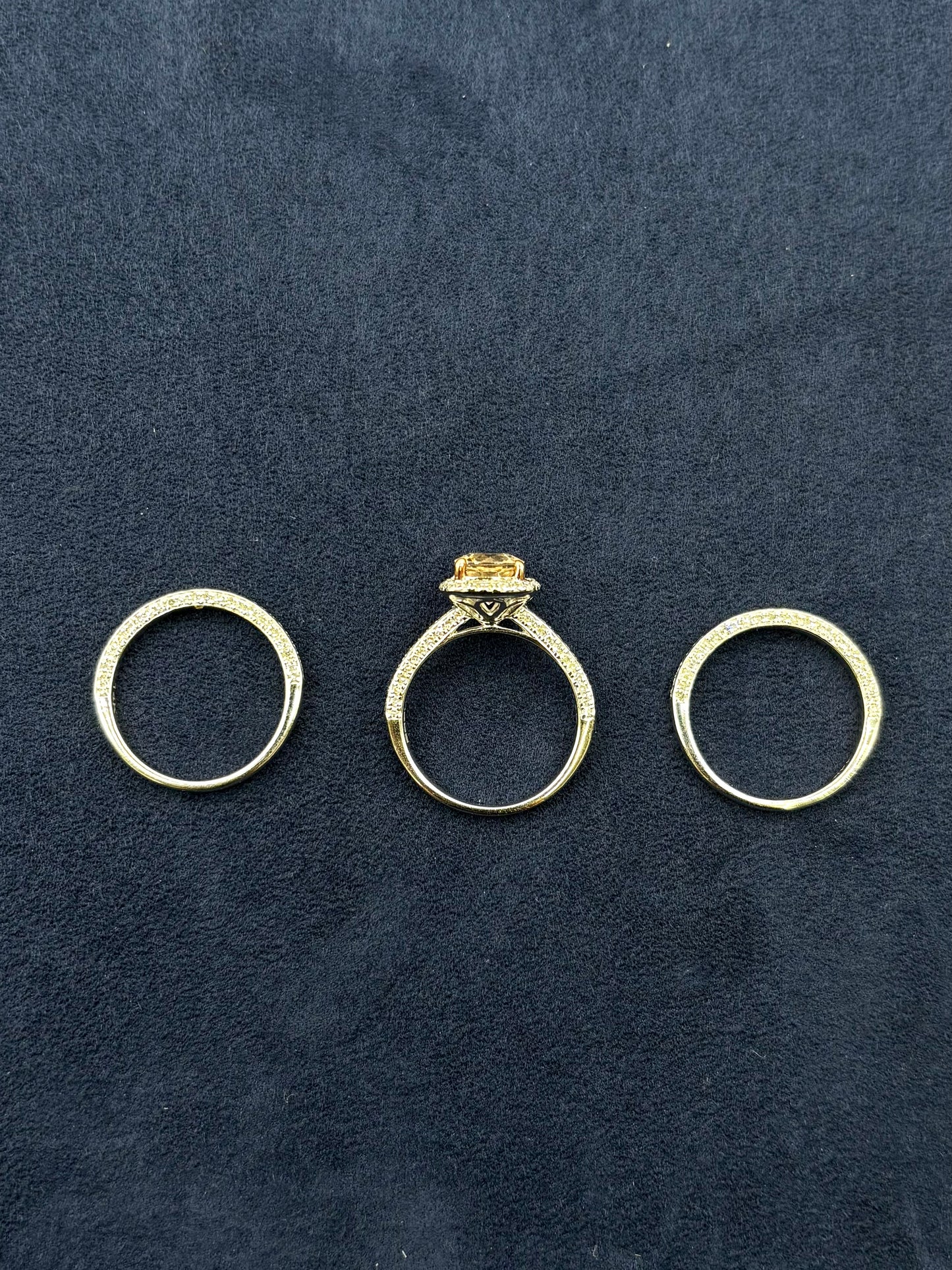 14k Gold and Pink Tourmaline Three Ring Effy Set