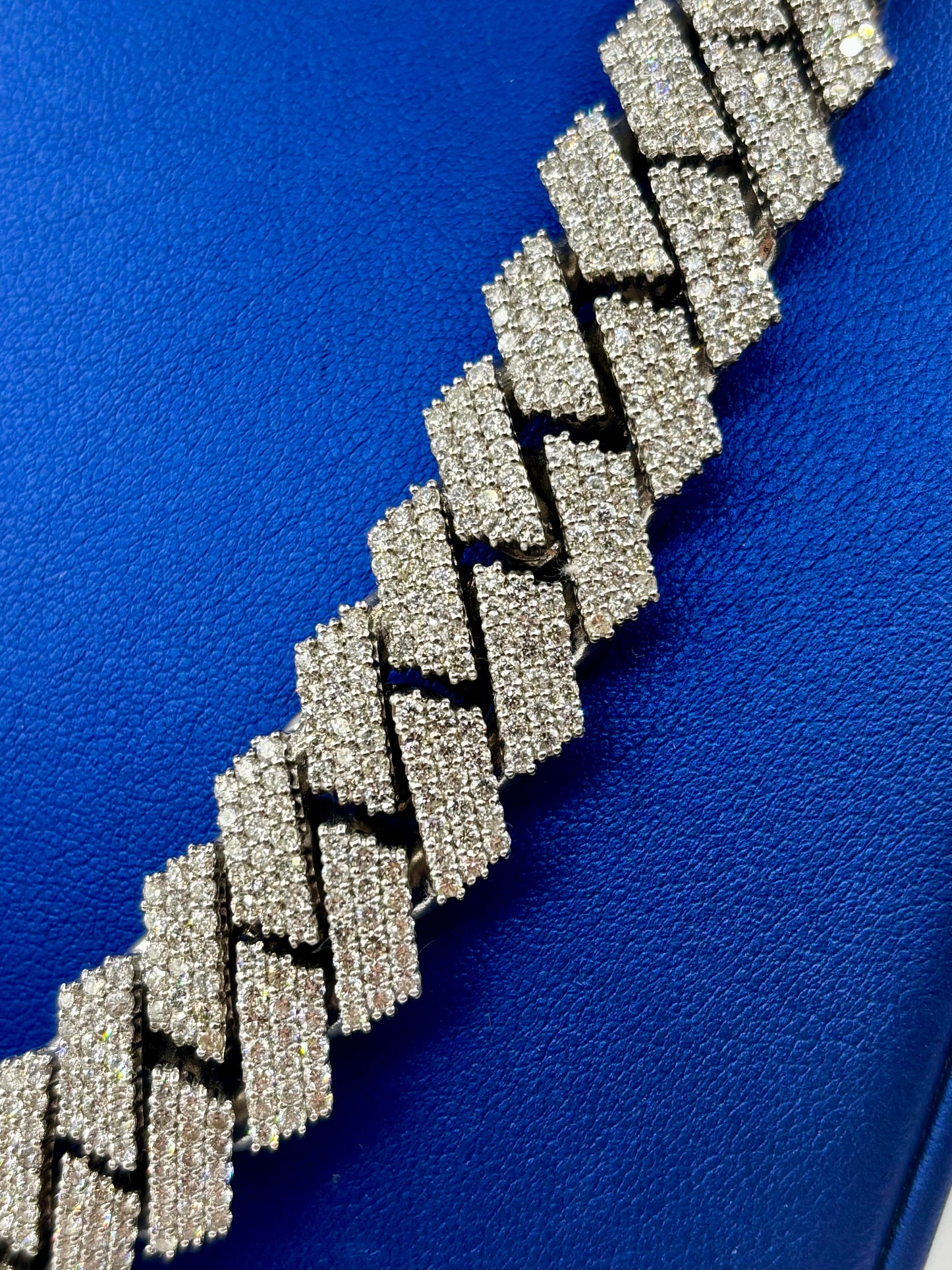 14k 16.5mm Jumbo White Gold and Diamond Cuban Link Chain