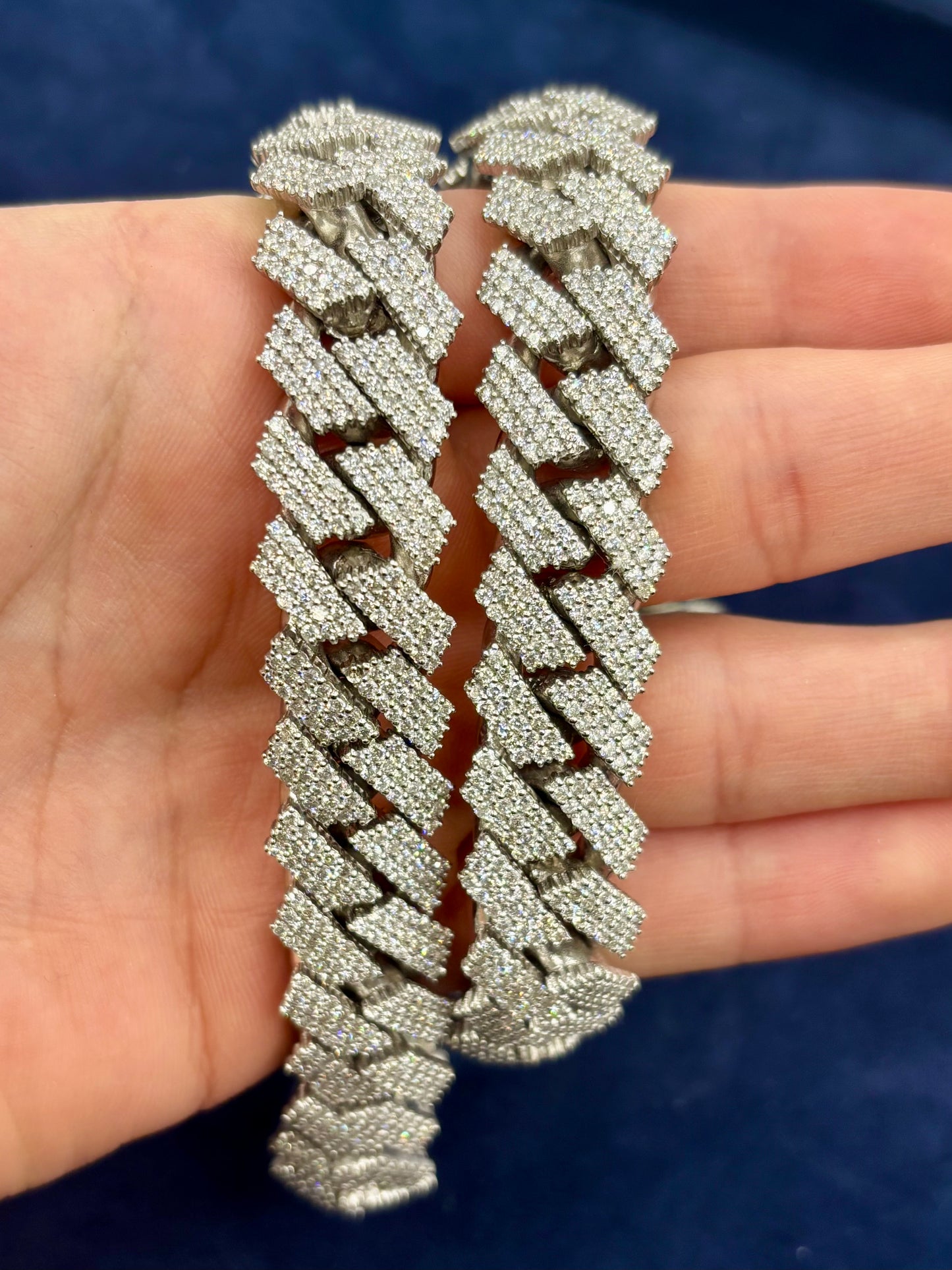 14k 16.5mm Jumbo White Gold and Diamond Cuban Link Chain