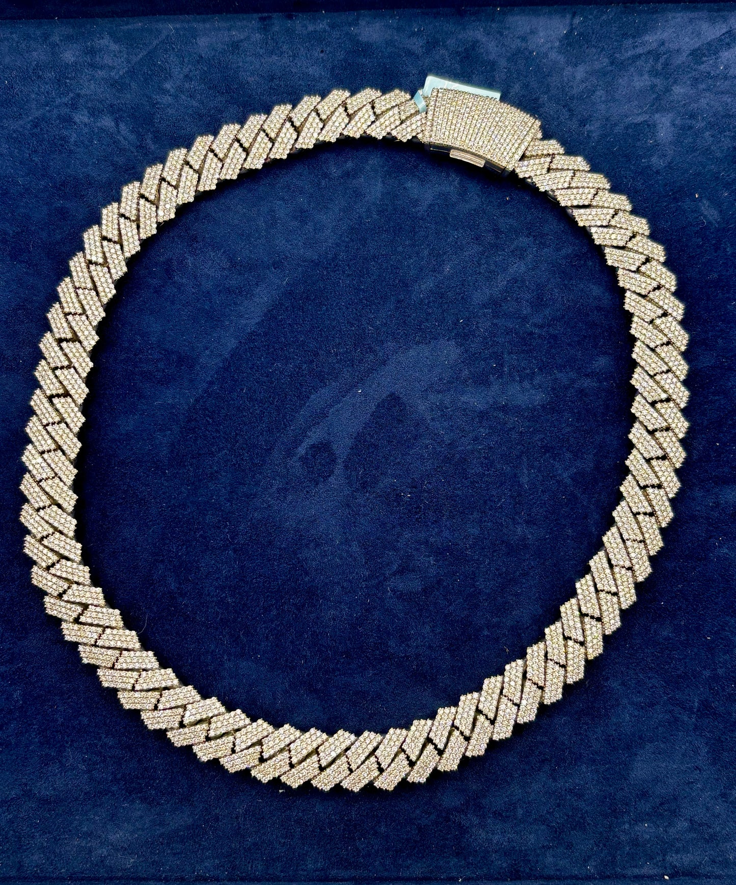 14k 16.5mm Jumbo White Gold and Diamond Cuban Link Chain
