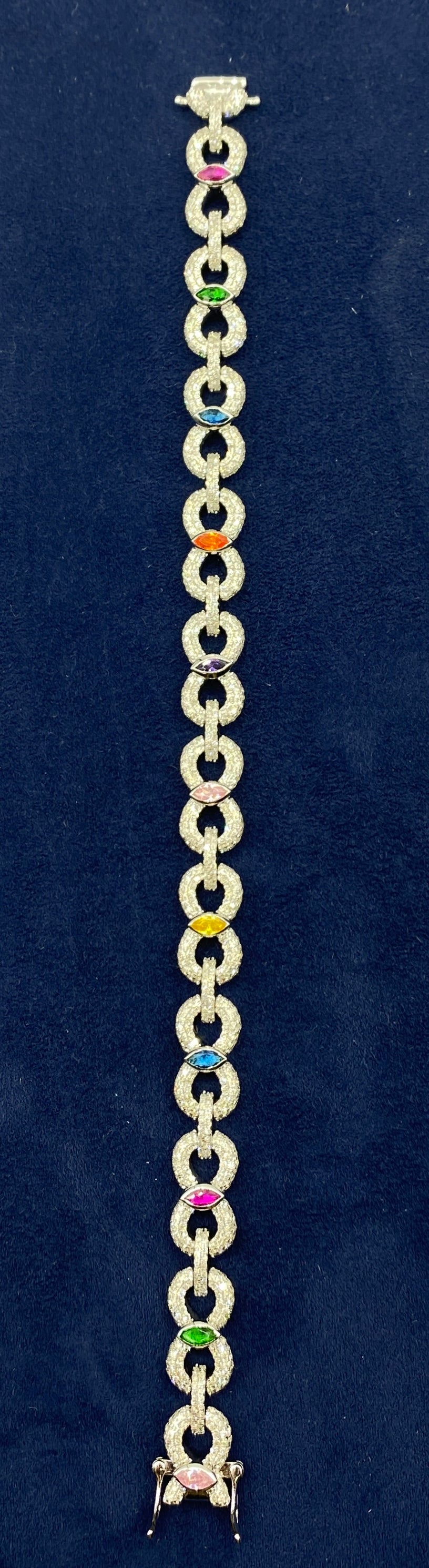 10K Infinity Colored Stones Diamond Bracelet