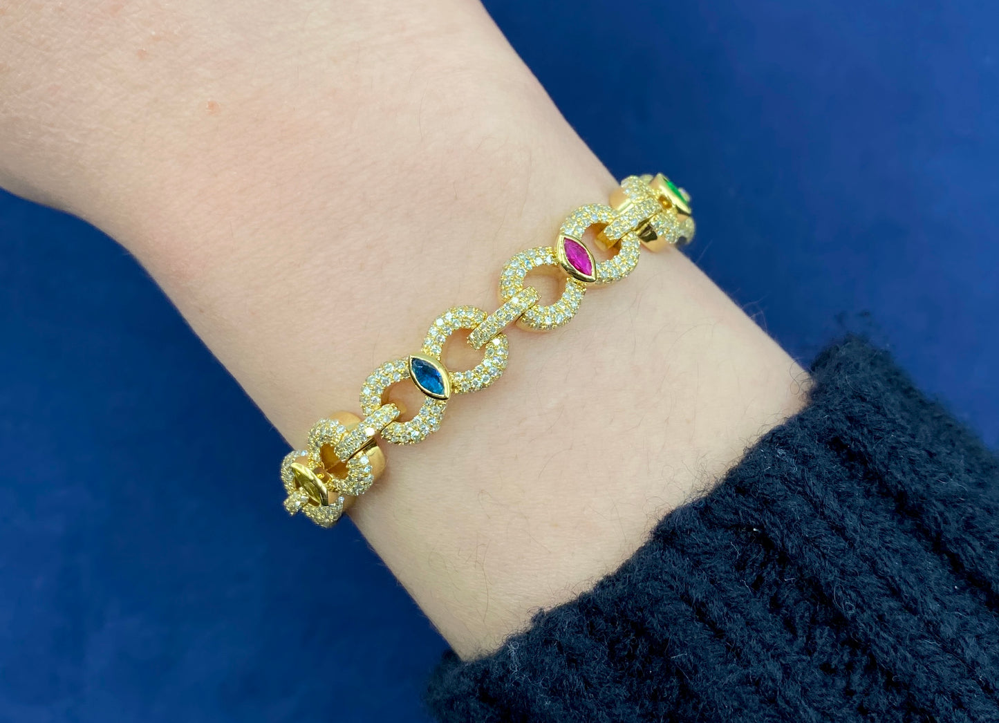 10K Infinity Colored Stones Diamond Bracelet