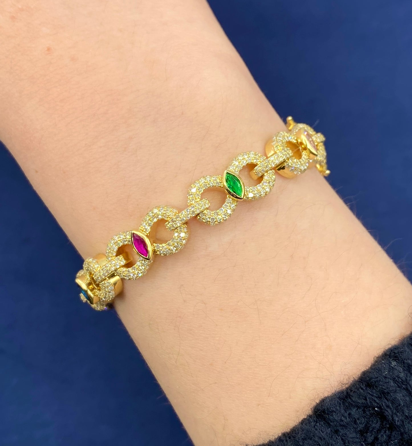 10K Infinity Colored Stones Diamond Bracelet