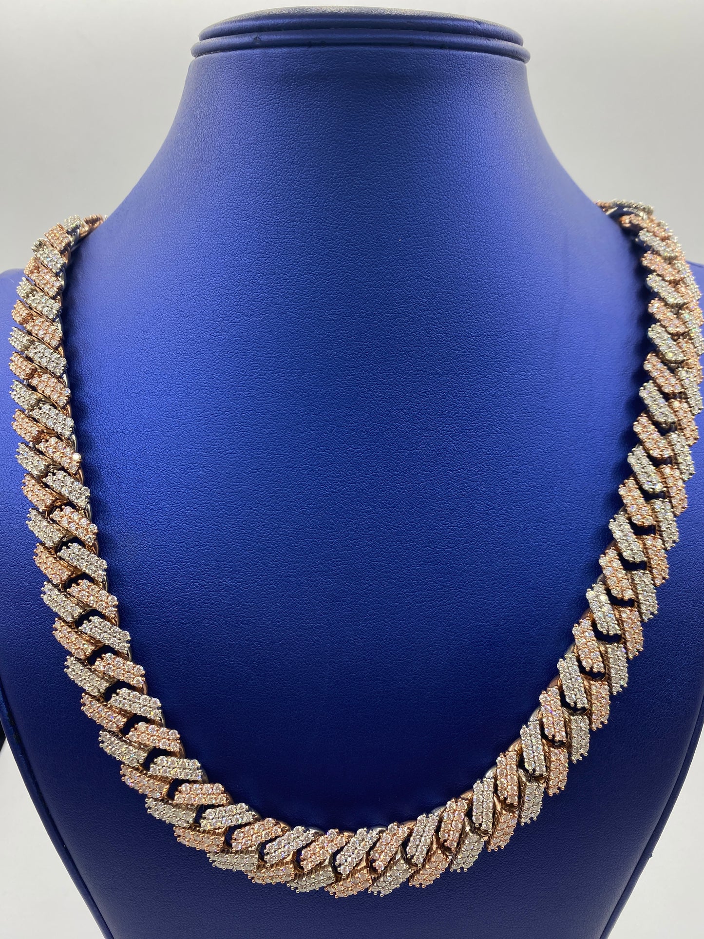 10K Two-Tone Diamond Cuban link chain 16mm