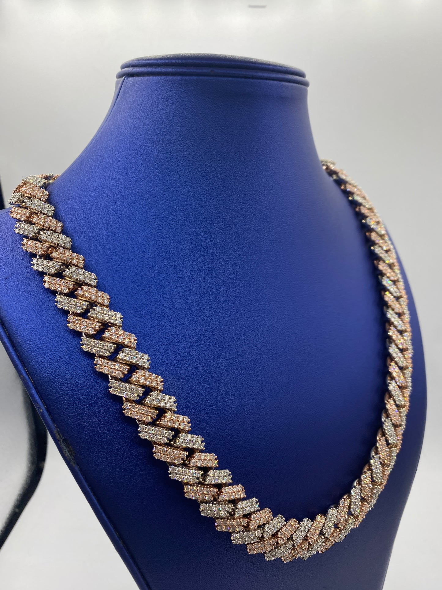 10K Two-Tone Diamond Cuban link chain 16mm