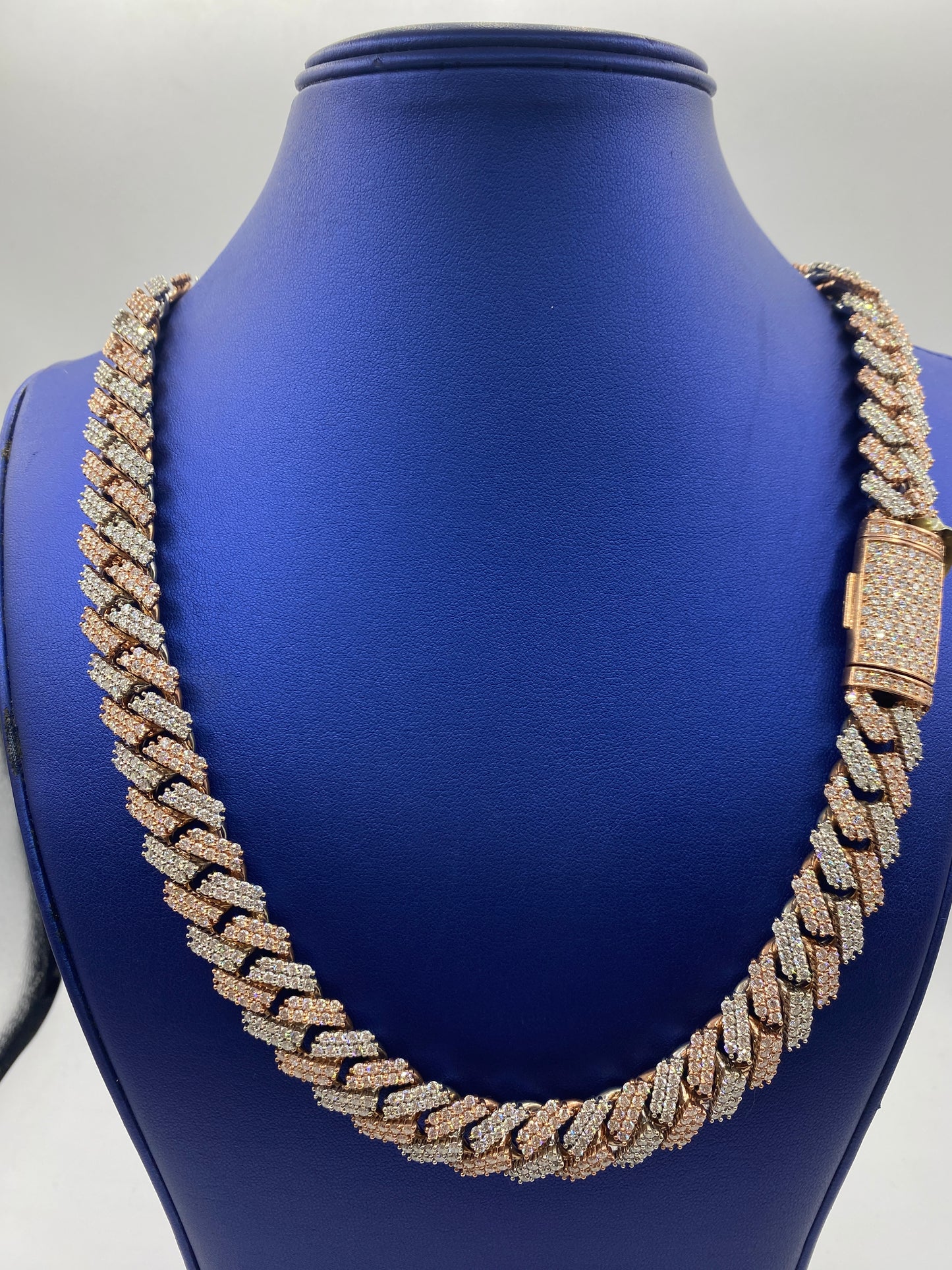 10K Two-Tone Diamond Cuban link chain 16mm