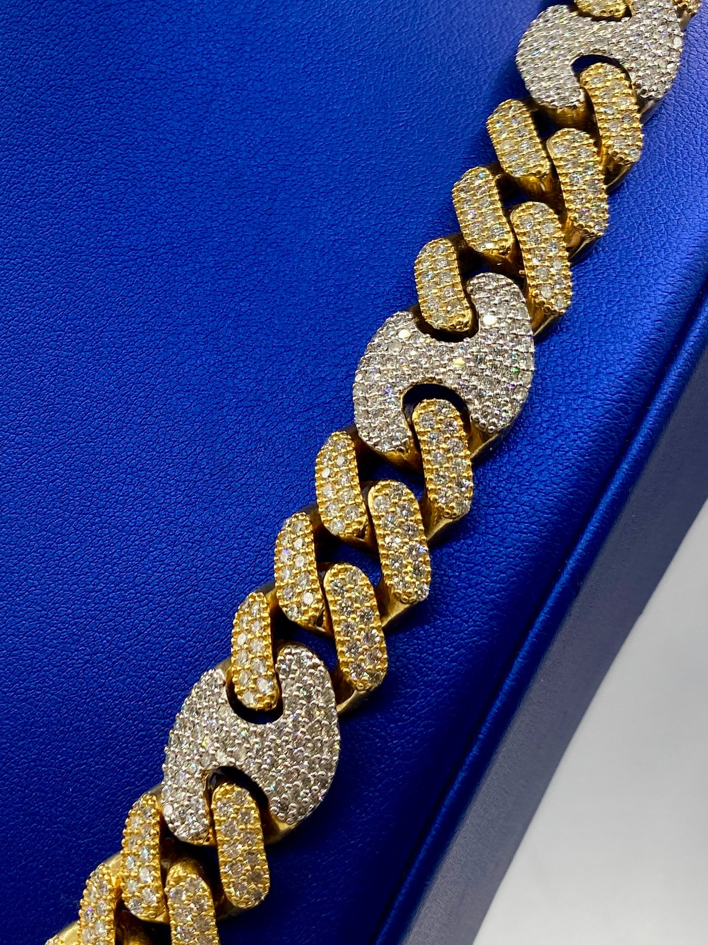 10K two-tone gold & diamonds cuban link 15.5mm