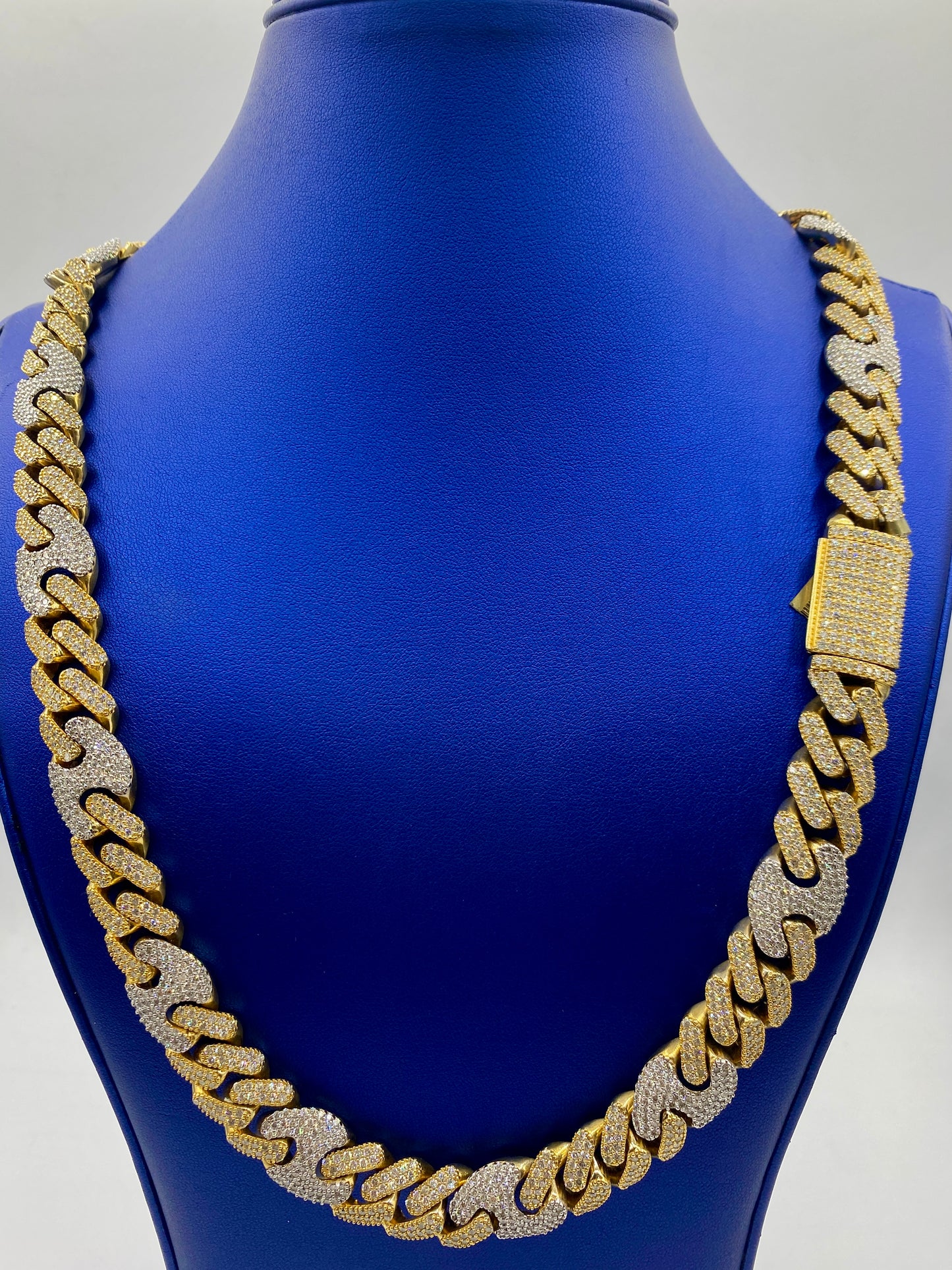 10K two-tone gold & diamonds cuban link 15.5mm