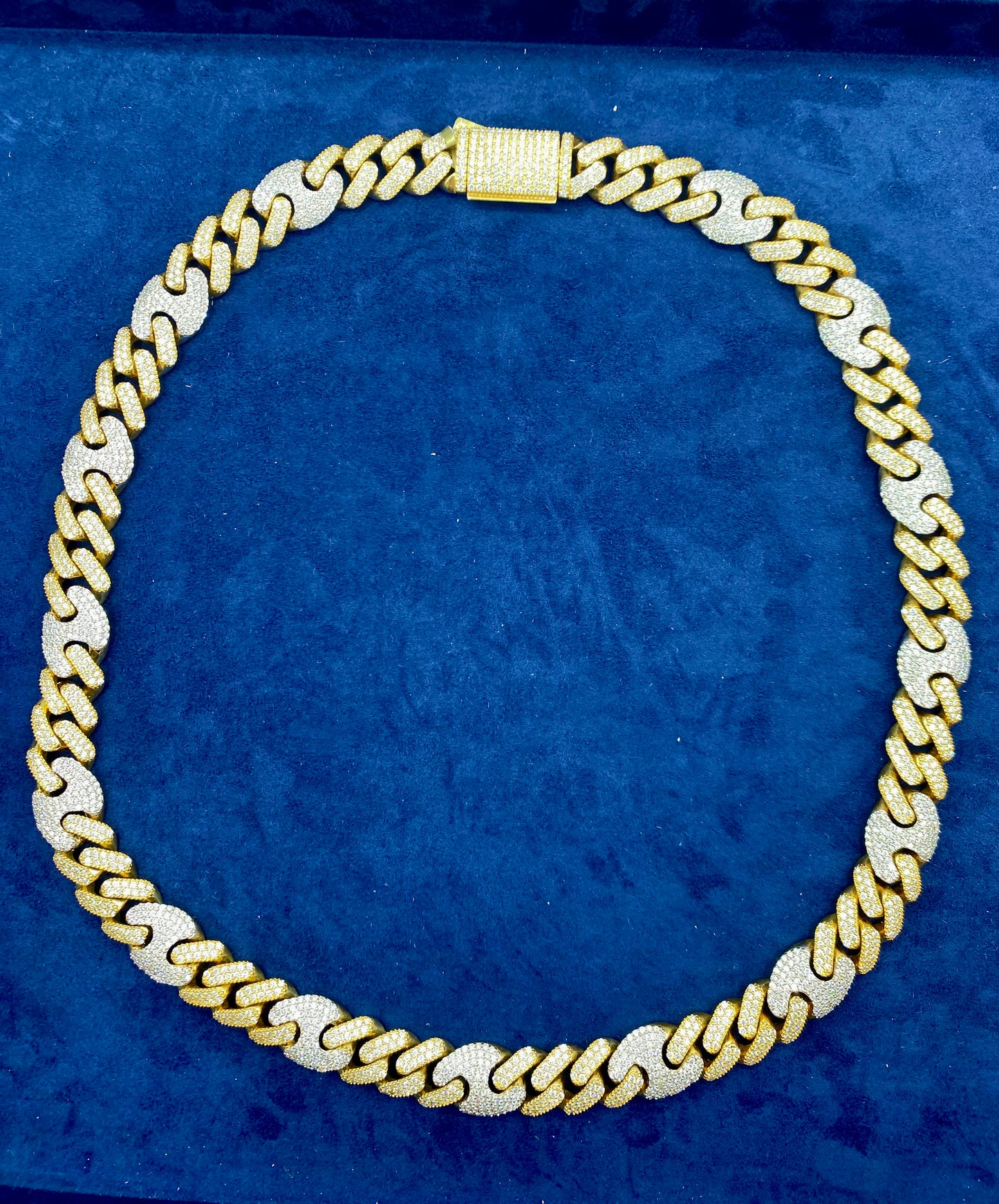 10K two-tone gold & diamonds cuban link 15.5mm