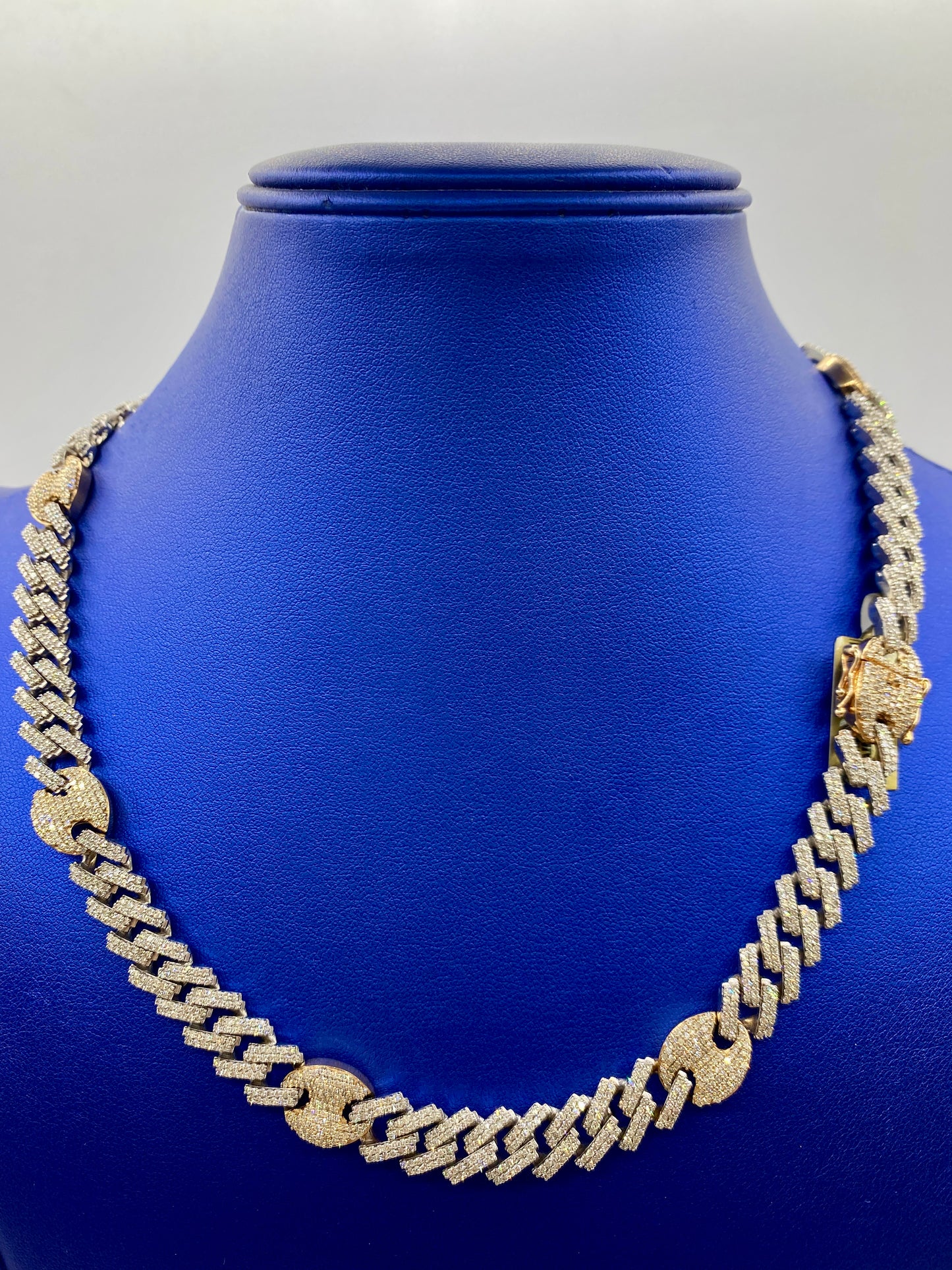 10K two-tone & diamonds cuban link 10mm