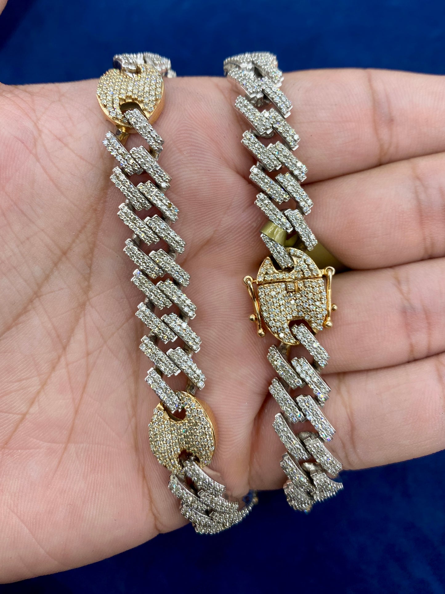 10K two-tone & diamonds cuban link 10mm