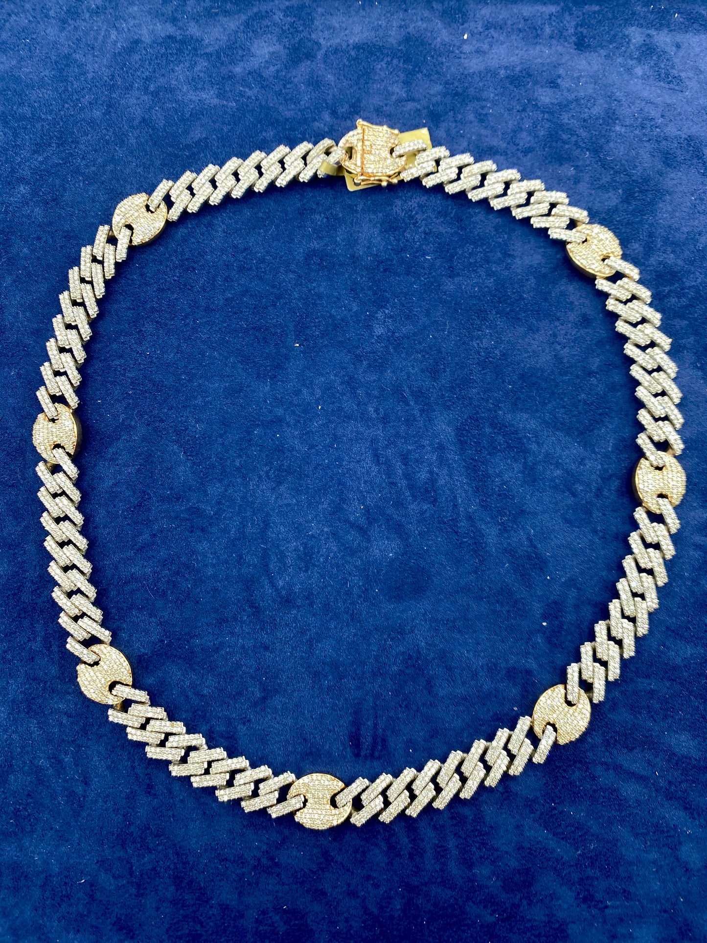 10K two-tone & diamonds cuban link 10mm
