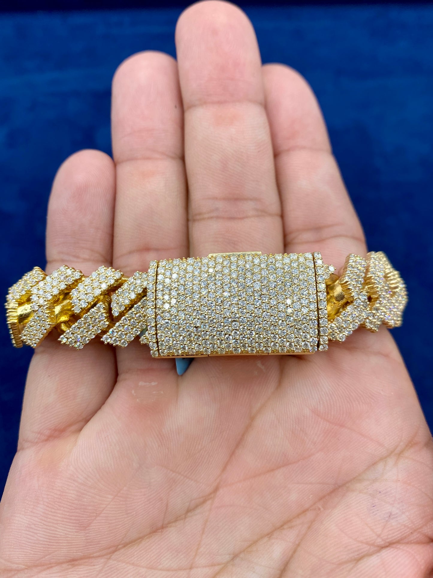 14K gold & diamonds cuban link bracelet 15.5mm