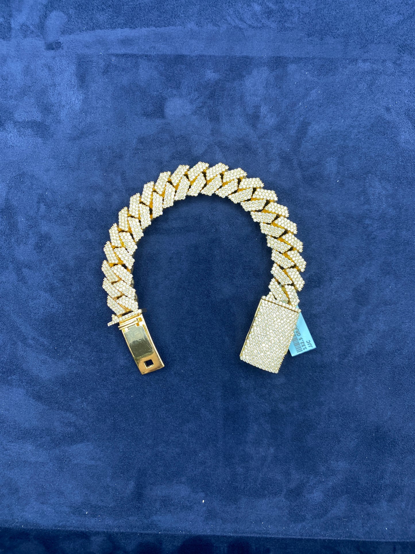 14K gold & diamonds cuban link bracelet 15.5mm