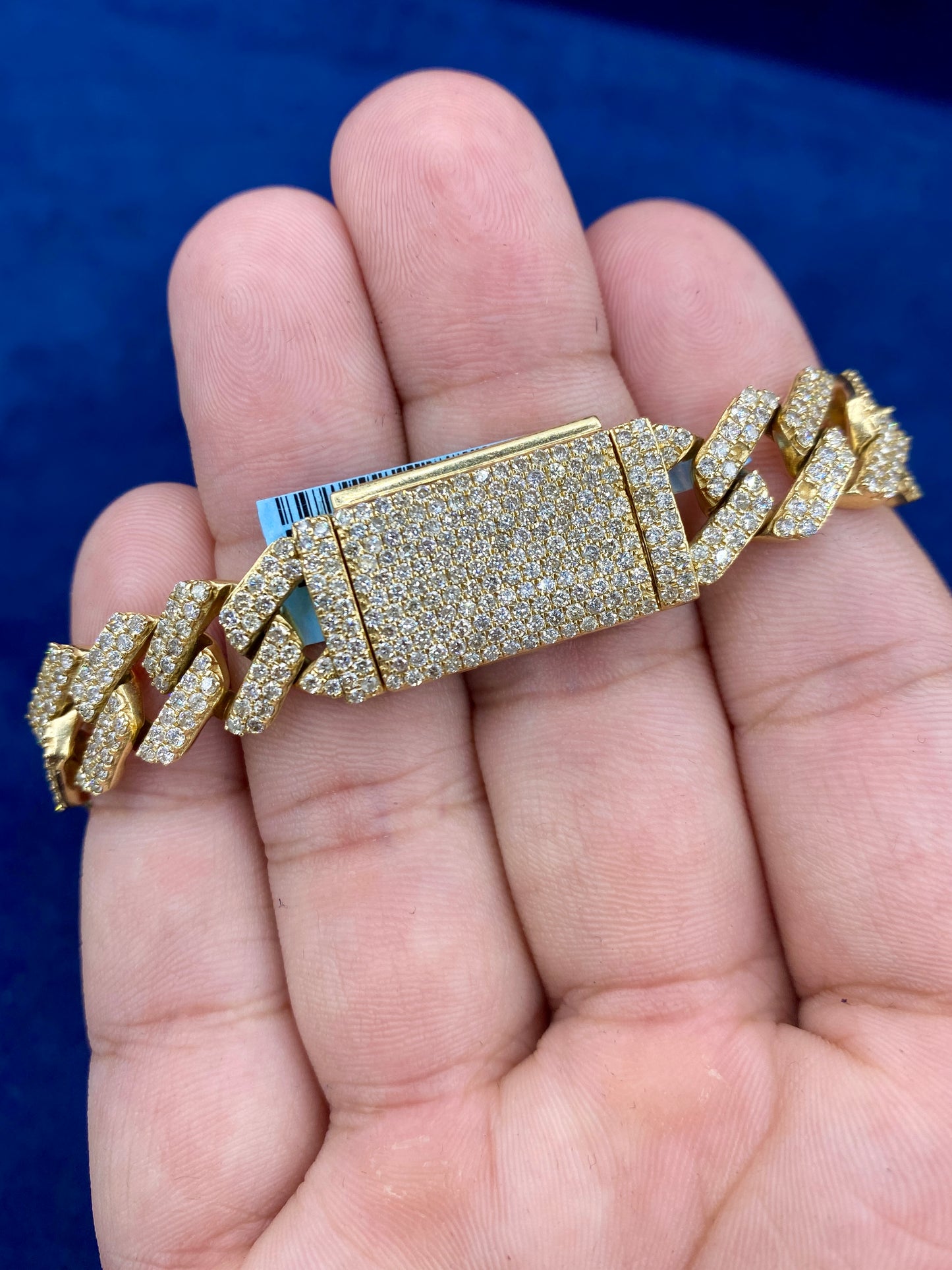 14 K gold & diamonds Cuban link bracelet 12mm