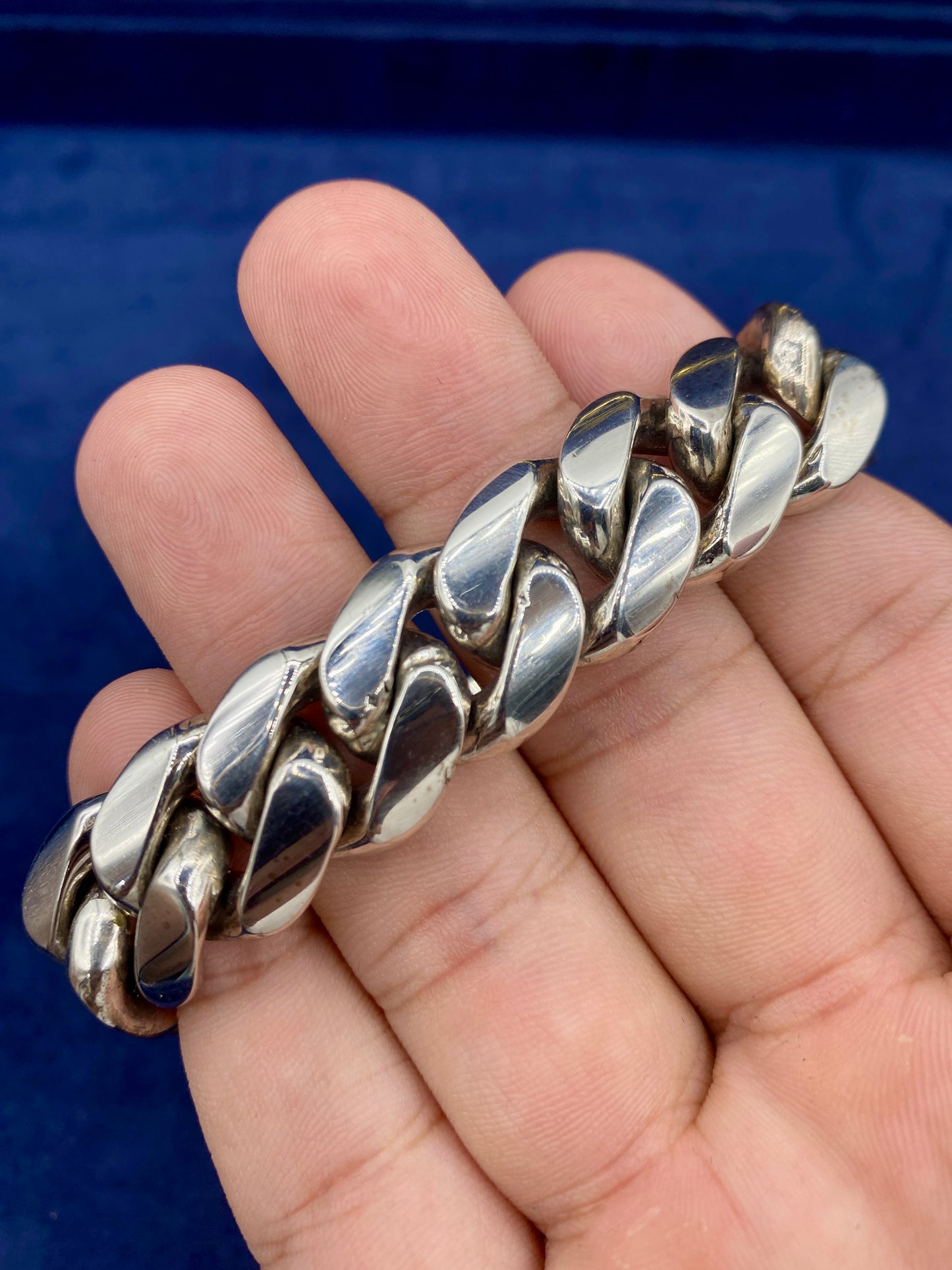 10K gold & diamonds cuban link bracelet 16.7mm