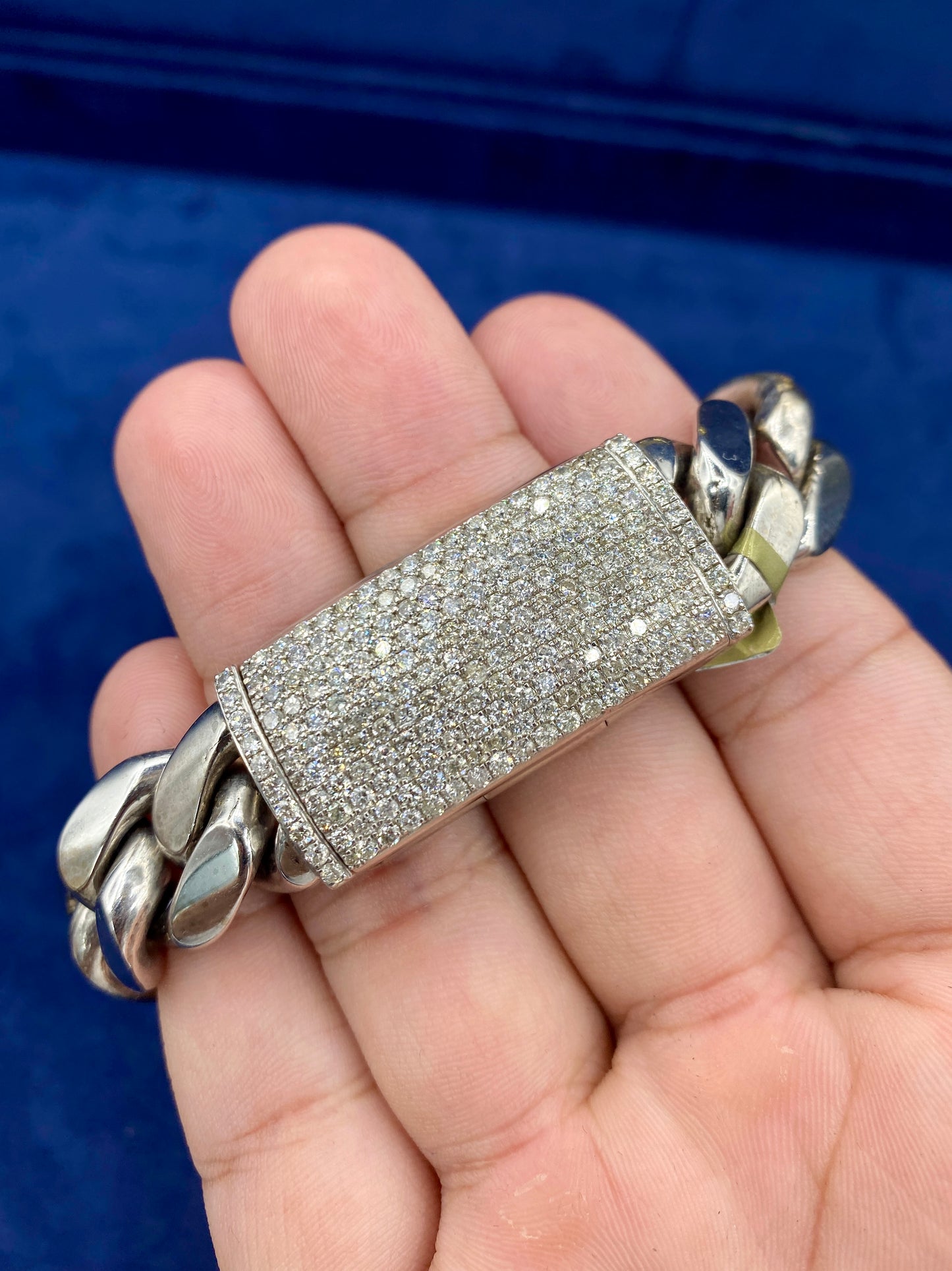 10K gold & diamonds cuban link bracelet 16.7mm