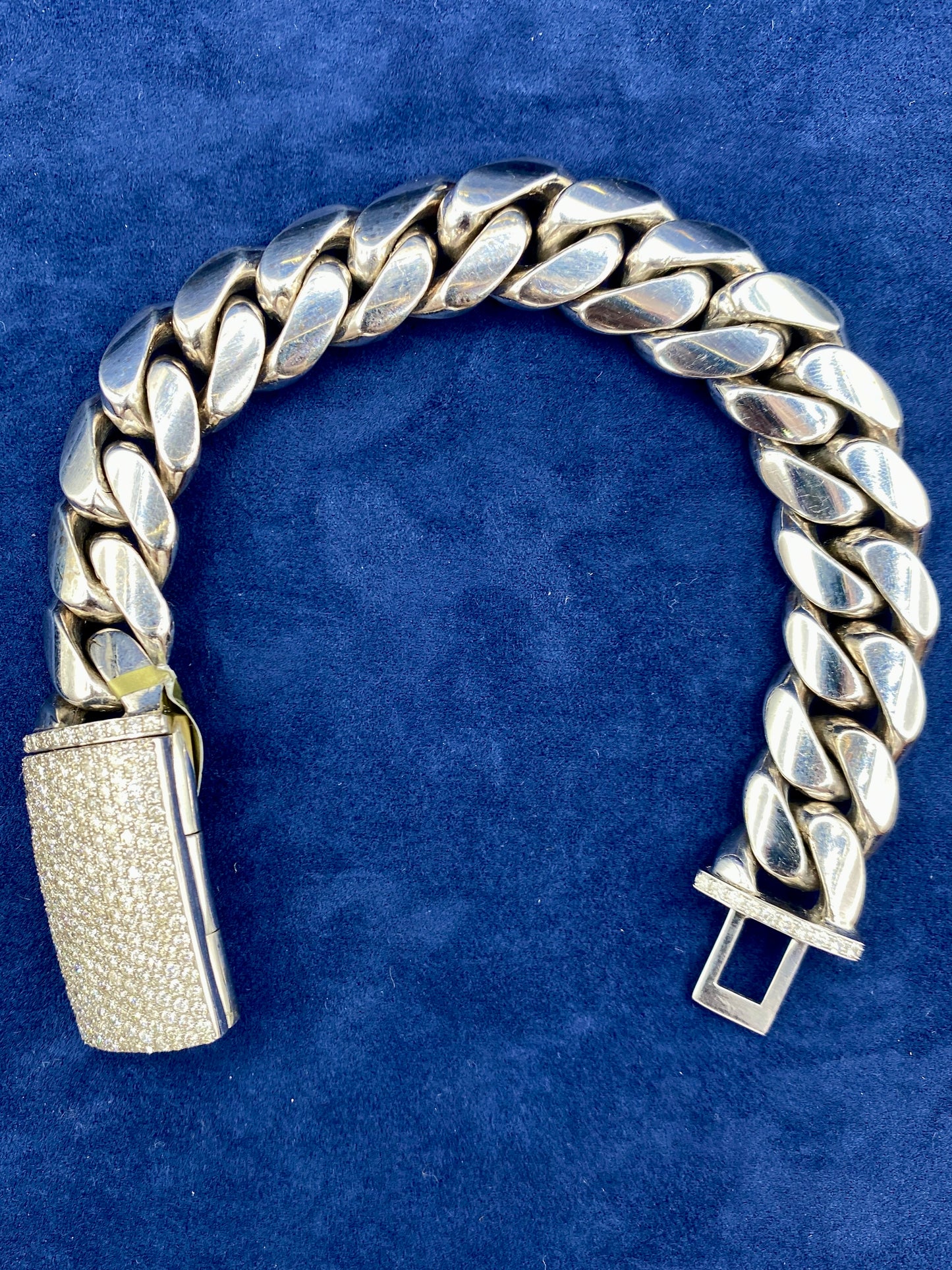10K gold & diamonds cuban link bracelet 16.7mm
