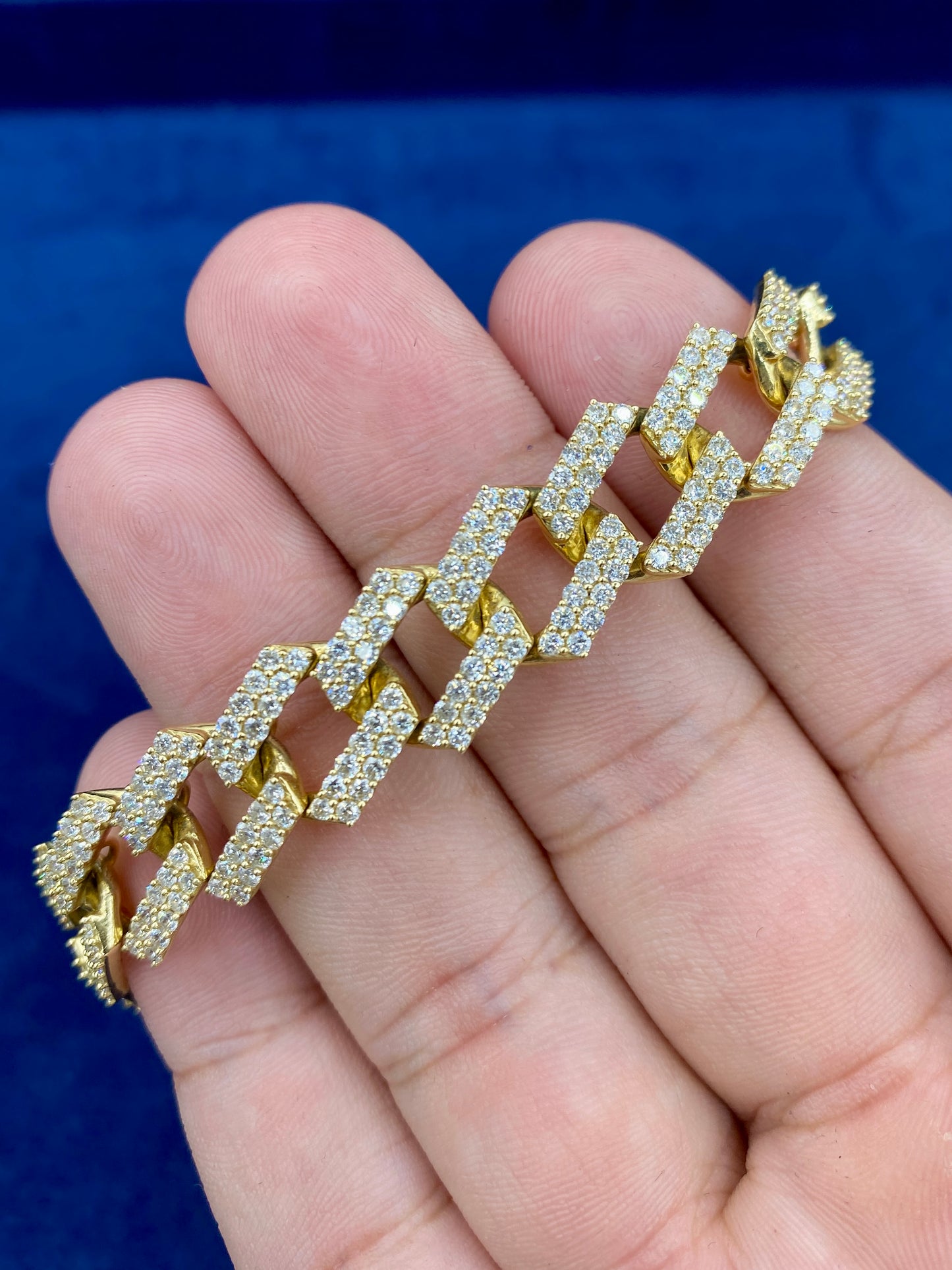 14K gold & diamonds cuban link bracelet 13mm