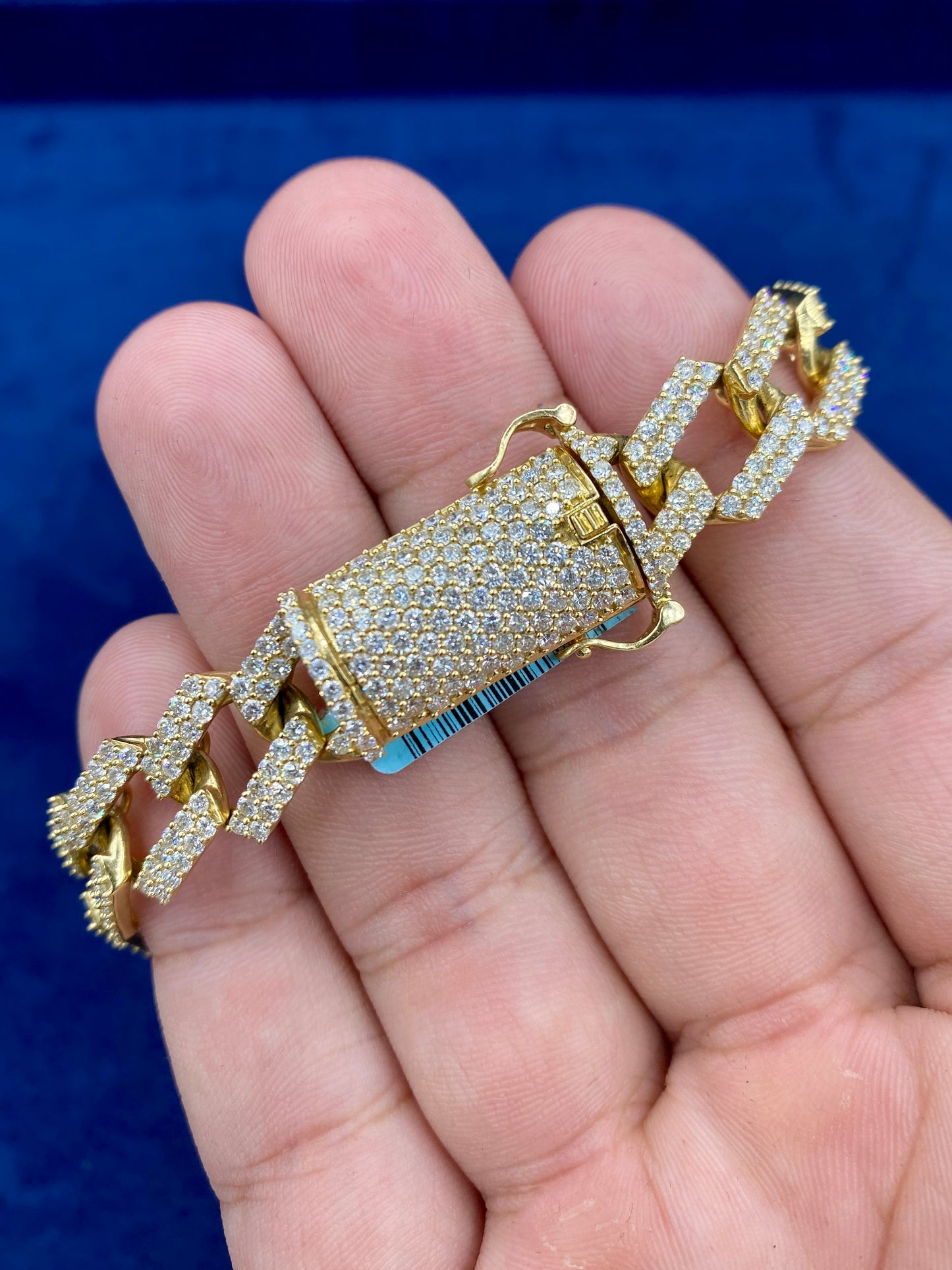 14K gold & diamonds cuban link bracelet 13mm