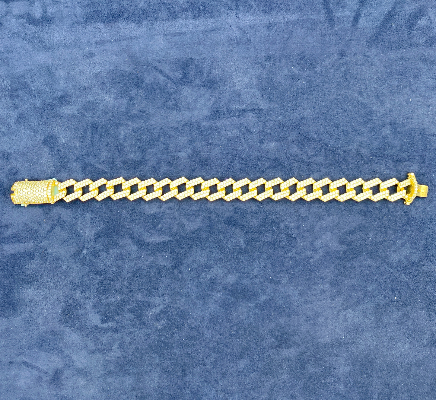 14K gold & diamonds cuban link bracelet 13mm