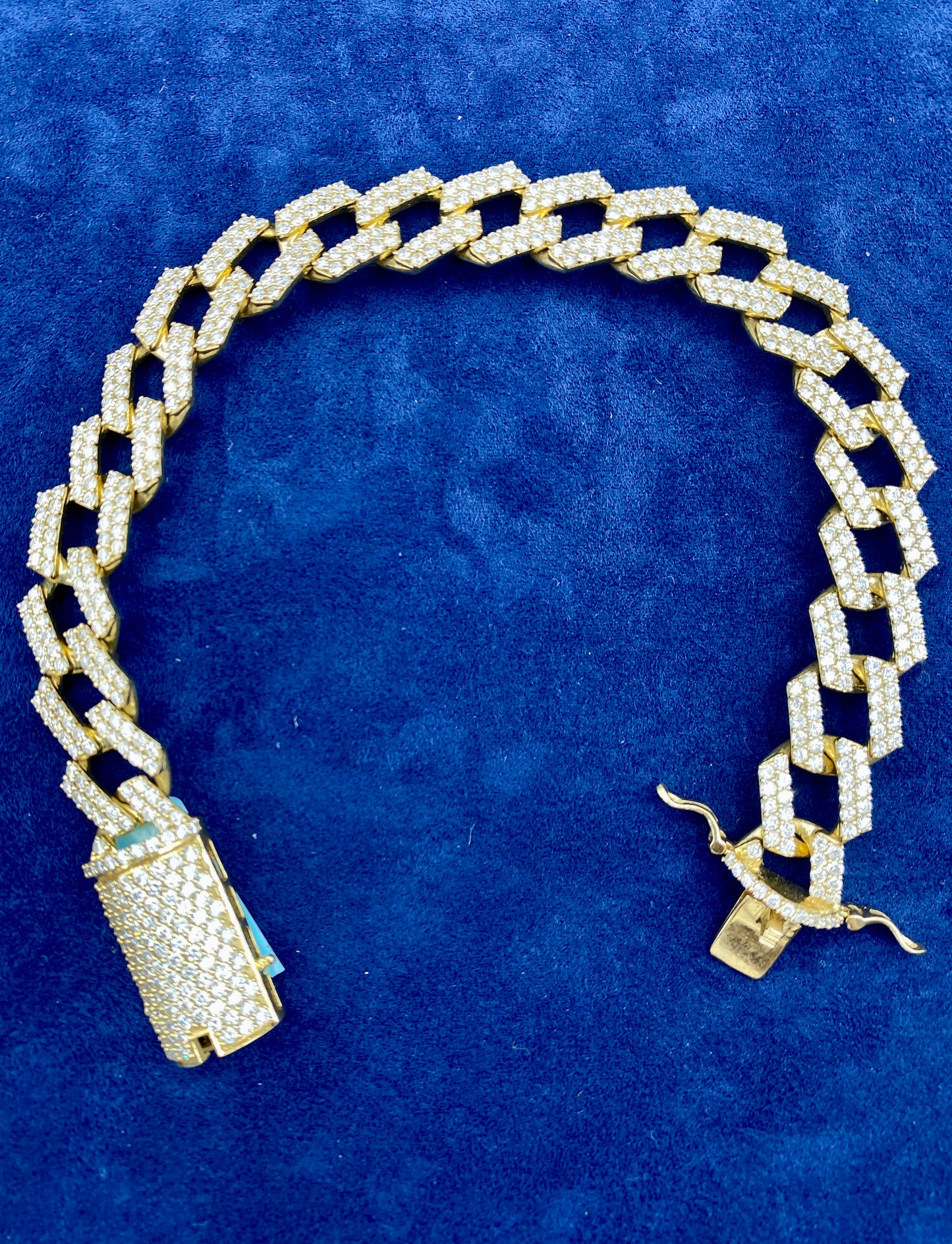 14K gold & diamonds cuban link bracelet 13mm